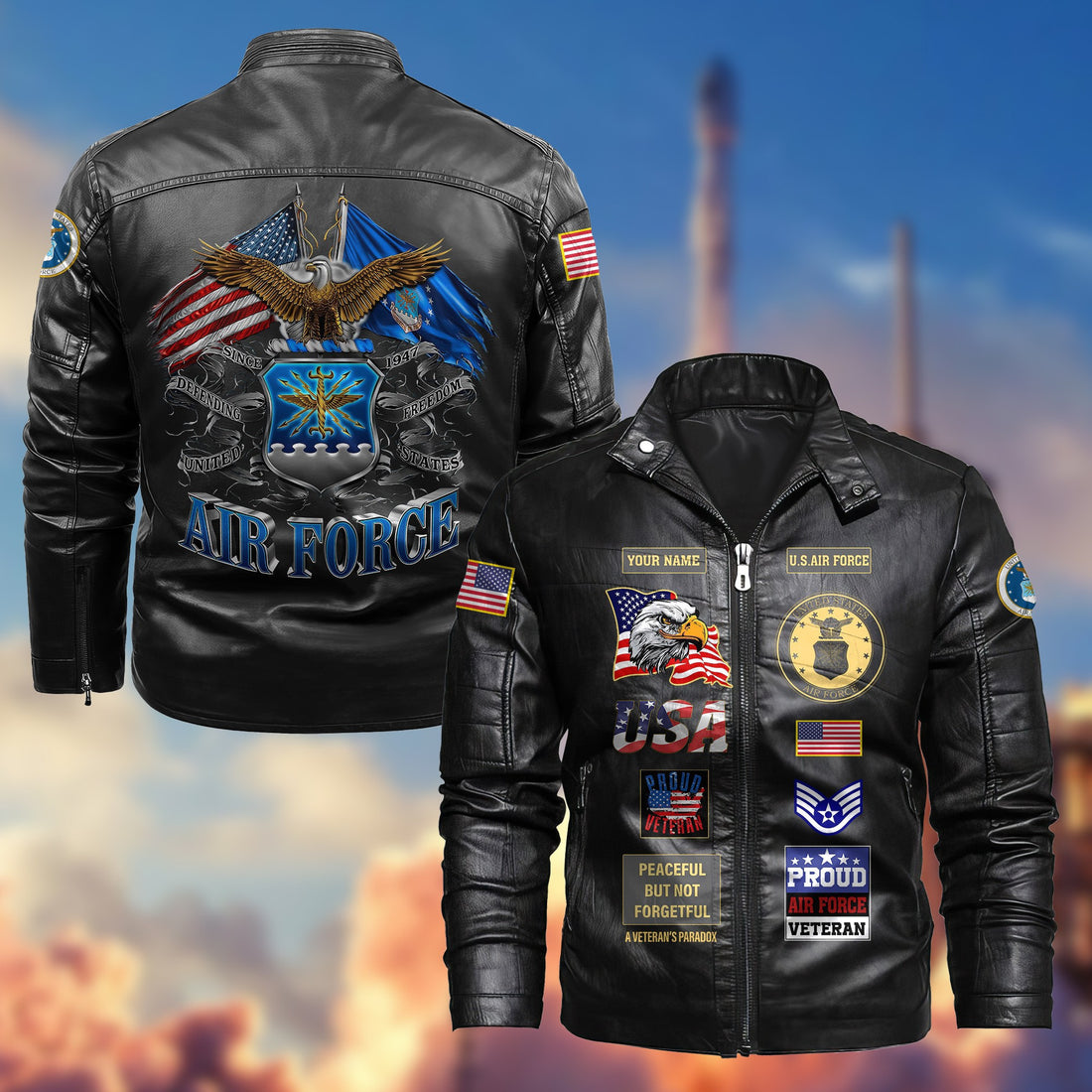 Premium Personalized USAF Veteran Leather Jacket VPVC702004, Gifts For Air Force Veteran, Gifts On Father's Day, Armed Forces Day, Veterans Day.
