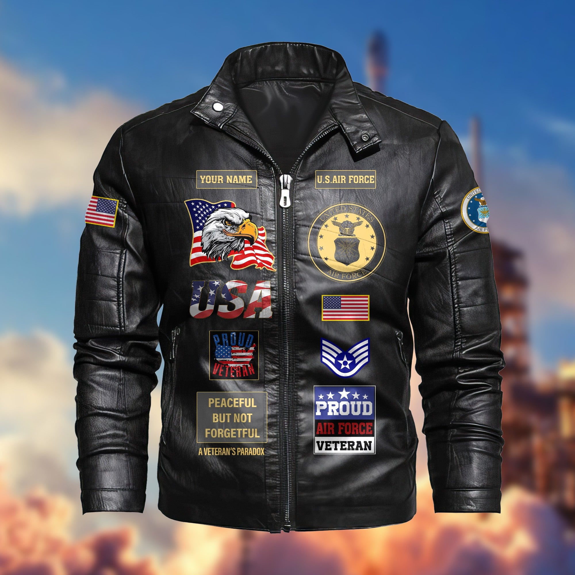 Premium Personalized USAF Veteran Leather Jacket VPVC702004, Gifts For Air Force Veteran, Gifts On Father's Day, Armed Forces Day, Veterans Day.