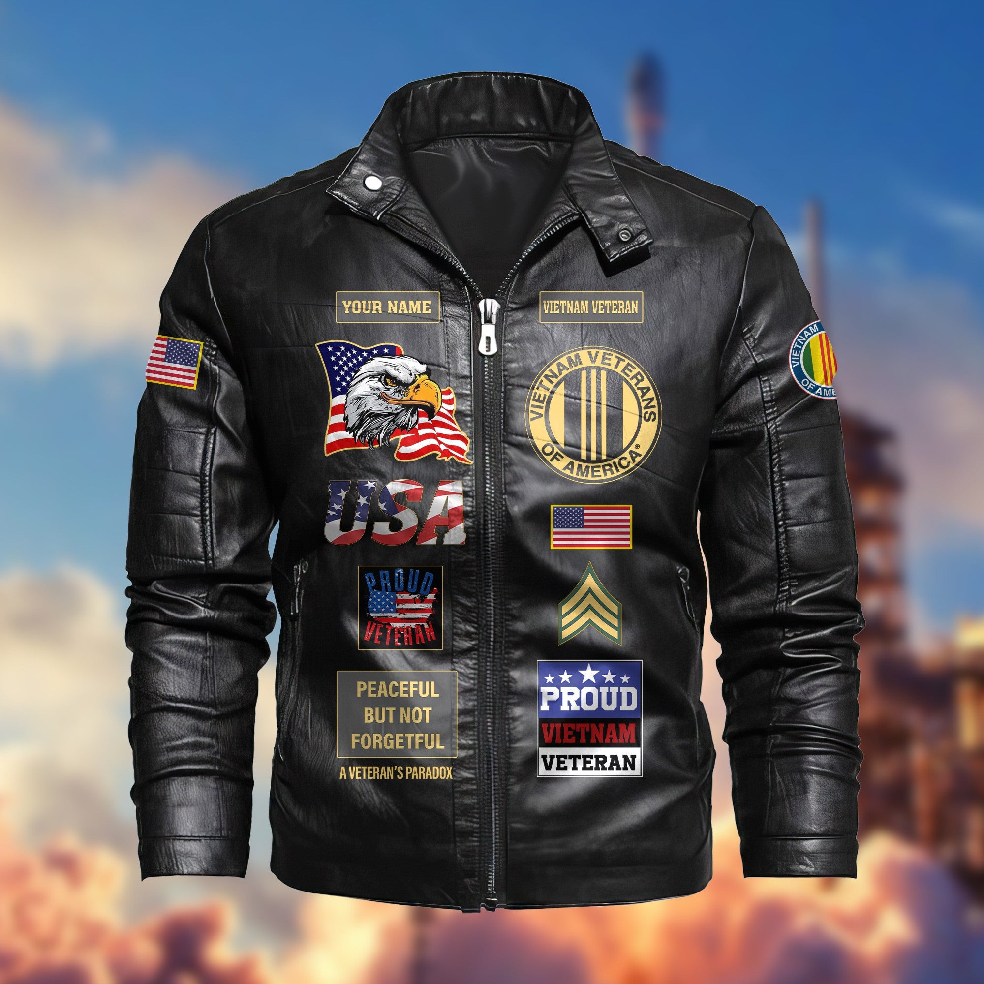 Premium Personalized Vietnam Veteran Leather Jacket VPVC702006, Gifts For Vietnam Veteran, Gifts On Father's Day, Armed Forces Day, Veterans Day.