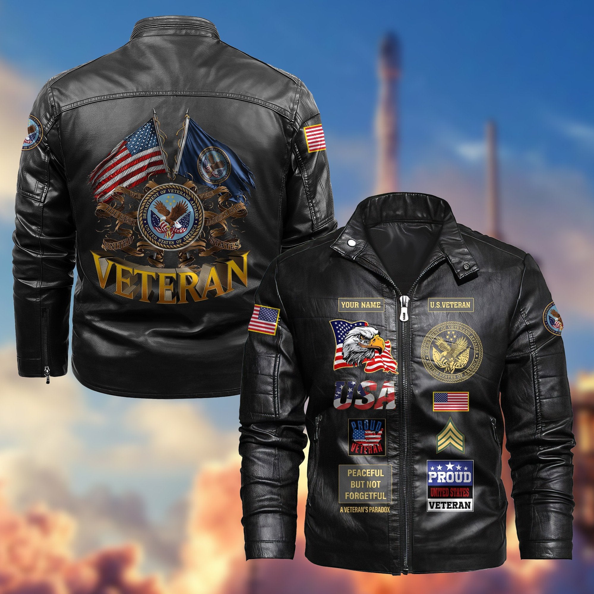 Premium Personalized US Veteran Leather Jacket VPVC702007, Gifts For US Veteran, Gifts On Father's Day, Armed Forces Day, Veterans Day.