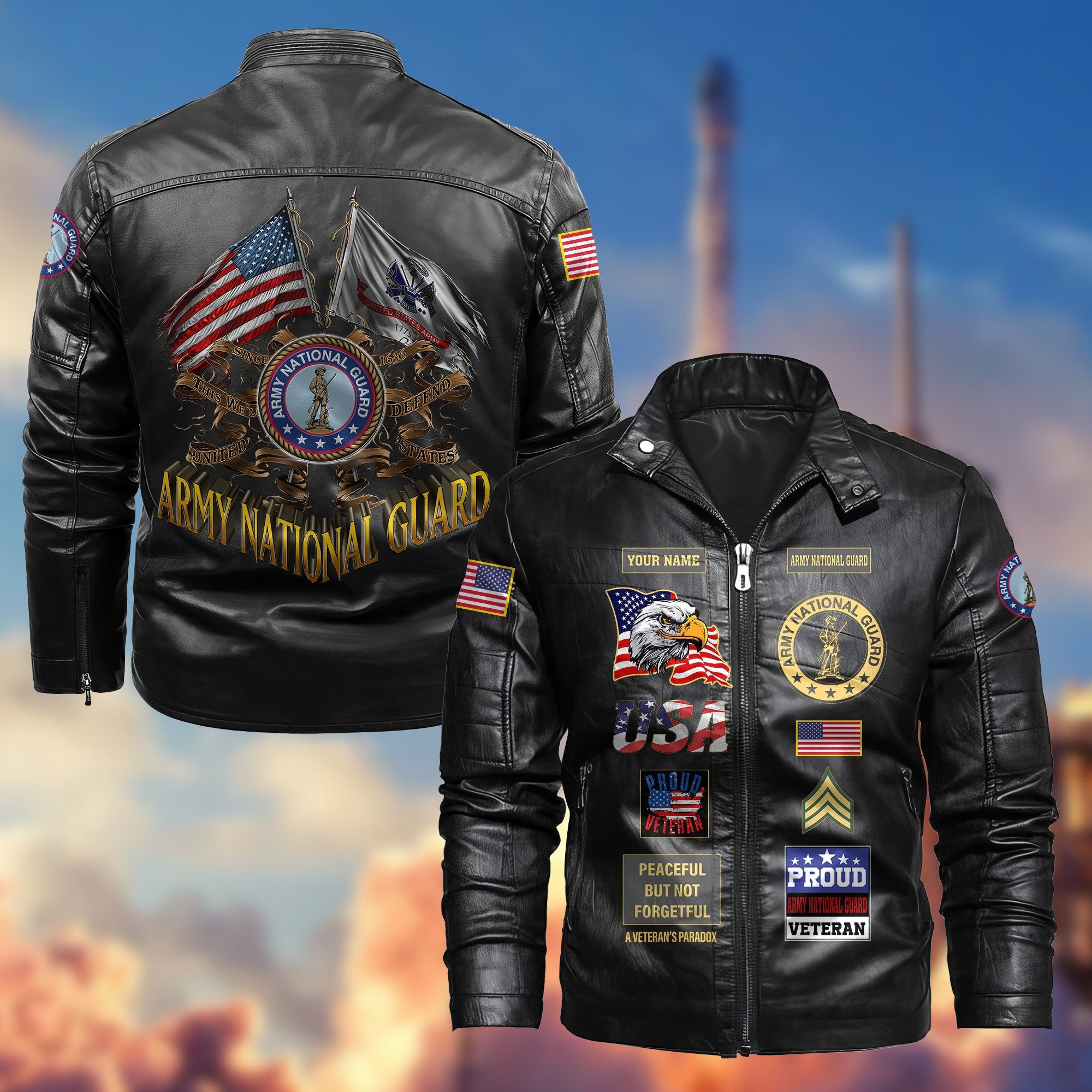 Premium Personalized US Army National Guard Veteran Leather Jacket VPVC702008, Gifts For Army National Guard Veteran, Gifts On Father's Day, Armed Forces Day, Veterans Day.