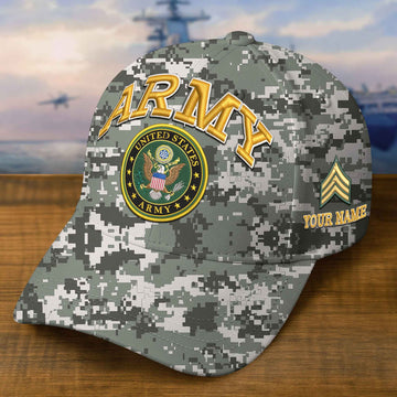 Premium US Army Embroidered Hat VPVC309202, Custom Name & Rank, Gifts For Army Veteran, Gifts On Father's Day, Veterans Day.