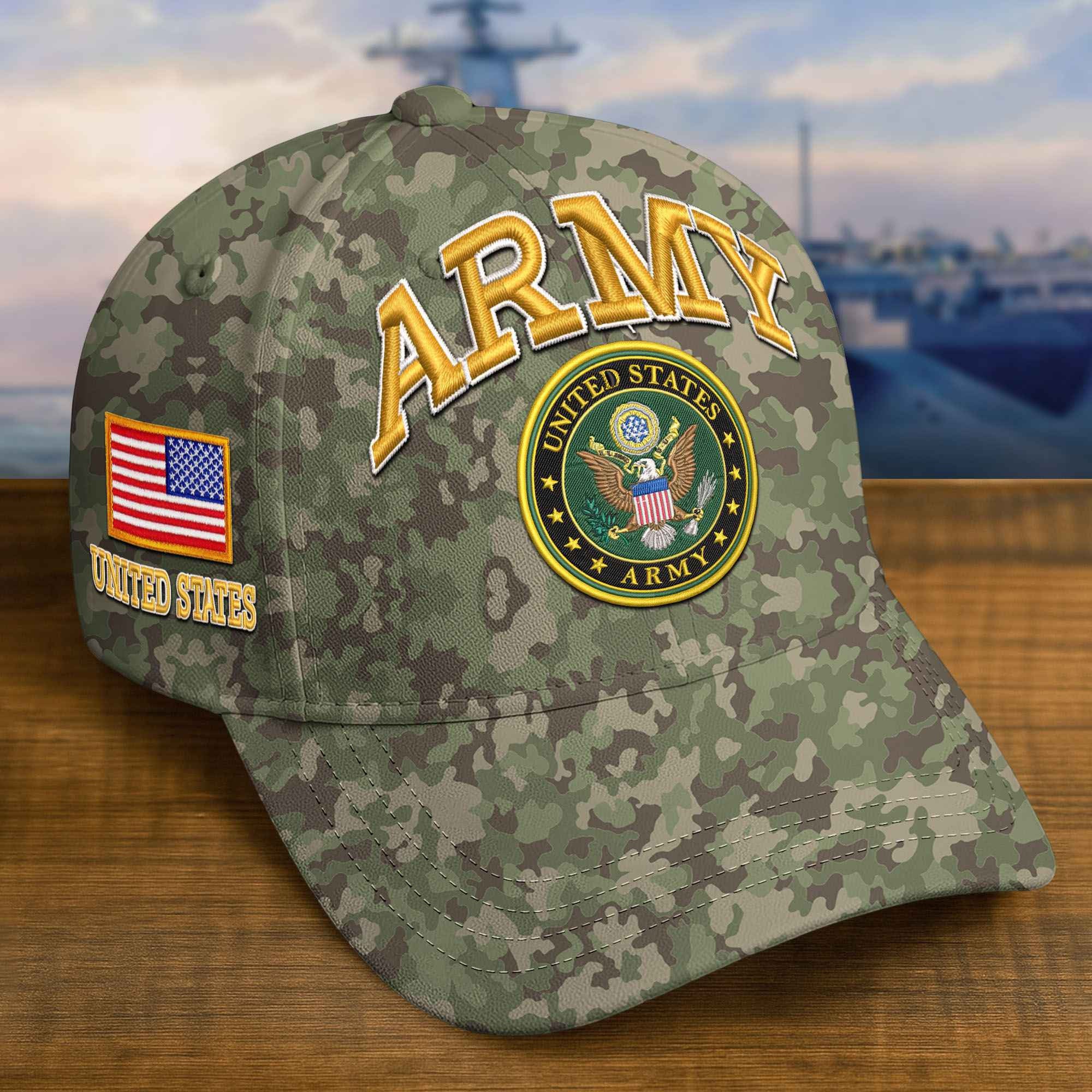 Premium US Army Embroidered Hat VPVC309203, Custom Name & Rank, Gifts For Army Veteran, Gifts On Father's Day, Veterans Day.