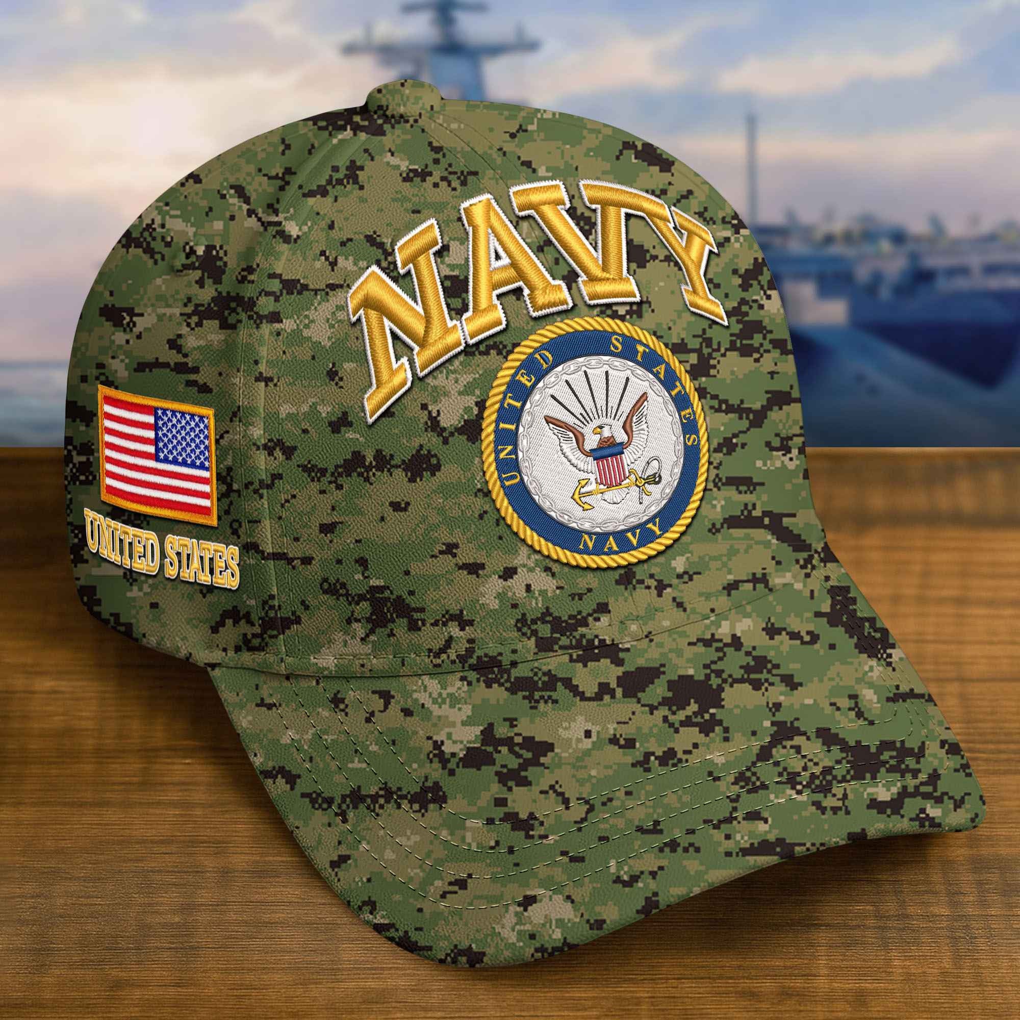 Premium Custom US Navy Embroidered Hat VPVC309205, Gifts For Navy Veteran, Gifts On Father's Day, Veterans Day.