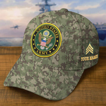 Premium US Army Embroidered Hat VPVC309303, Custom Name & Rank, Gifts For Army Veteran, Gifts On Father's Day, Veterans Day.