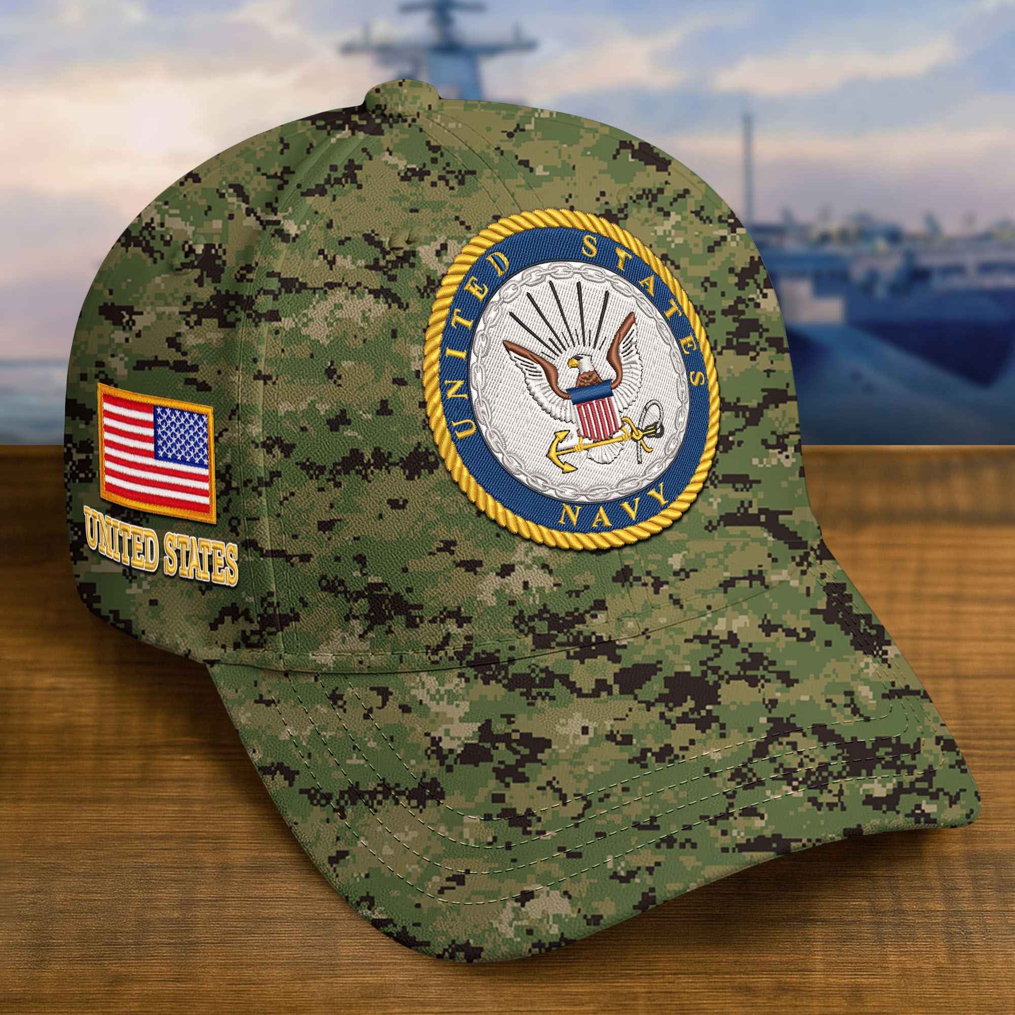 Premium Custom US Navy Embroidered Hat VPVC309305, Gifts For Navy Veteran, Gifts On Father's Day, Veterans Day.