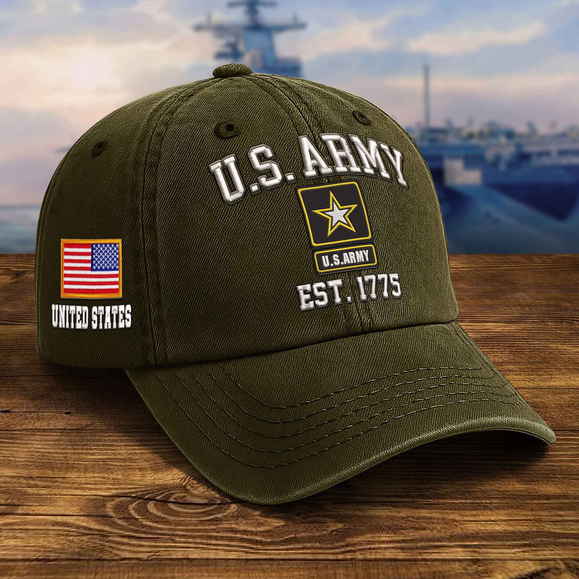 Premium US Army Embroidered Hat VPVC309501, Custom Name & Rank, Gifts For Army Veteran, Gifts On Father's Day, Veterans Day.