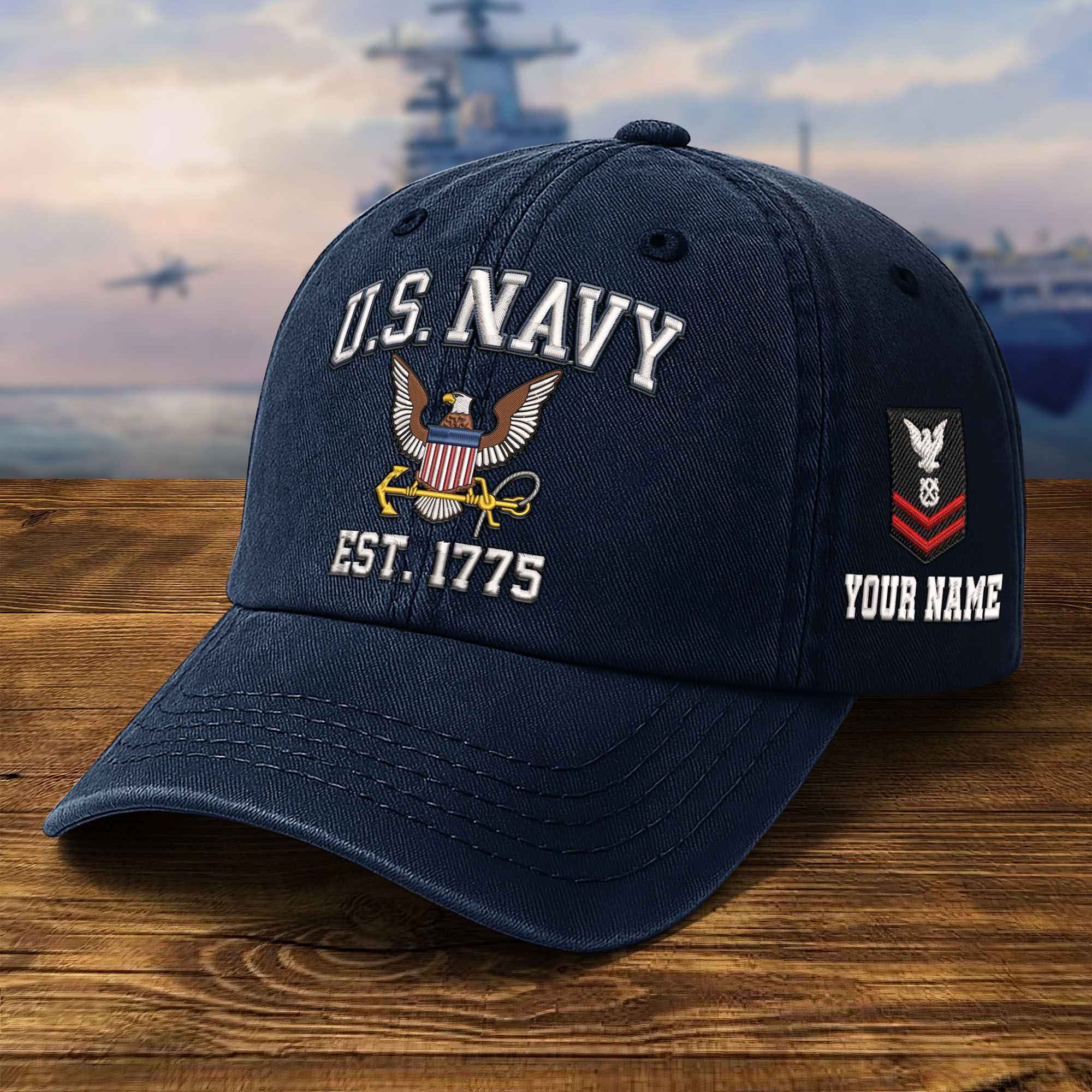 Premium Custom US Navy Embroidered Hat VPVC309502, Gifts For Navy Veteran, Gifts On Father's Day, Veterans Day.