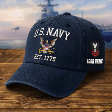 Premium Custom US Navy Embroidered Hat VPVC309502, Gifts For Navy Veteran, Gifts On Father's Day, Veterans Day.