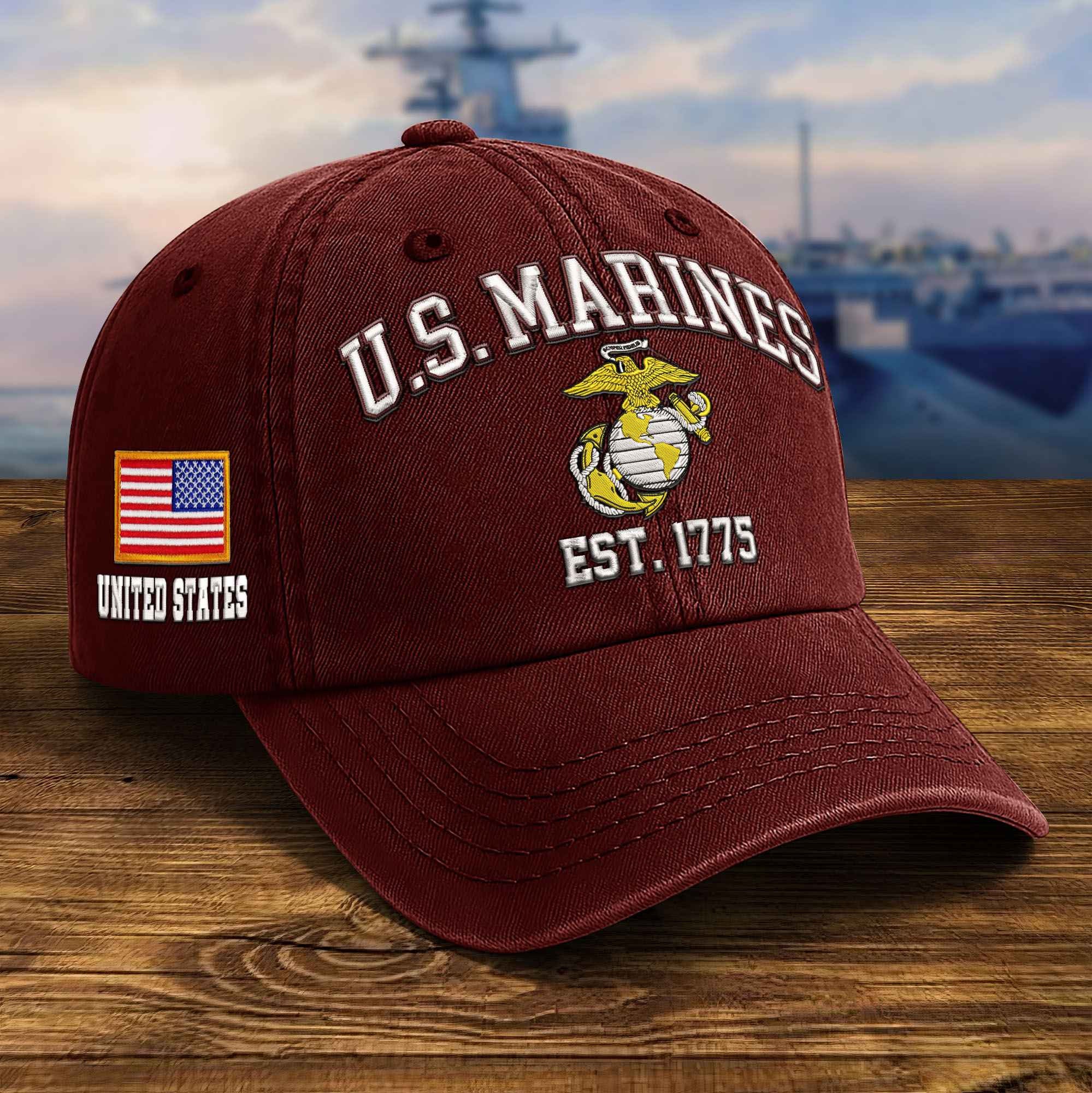 Premium Custom USMC Embroidered Hat VPVC309503, Gifts For Marine Veteran, Gifts On Father's Day, Veterans Day.