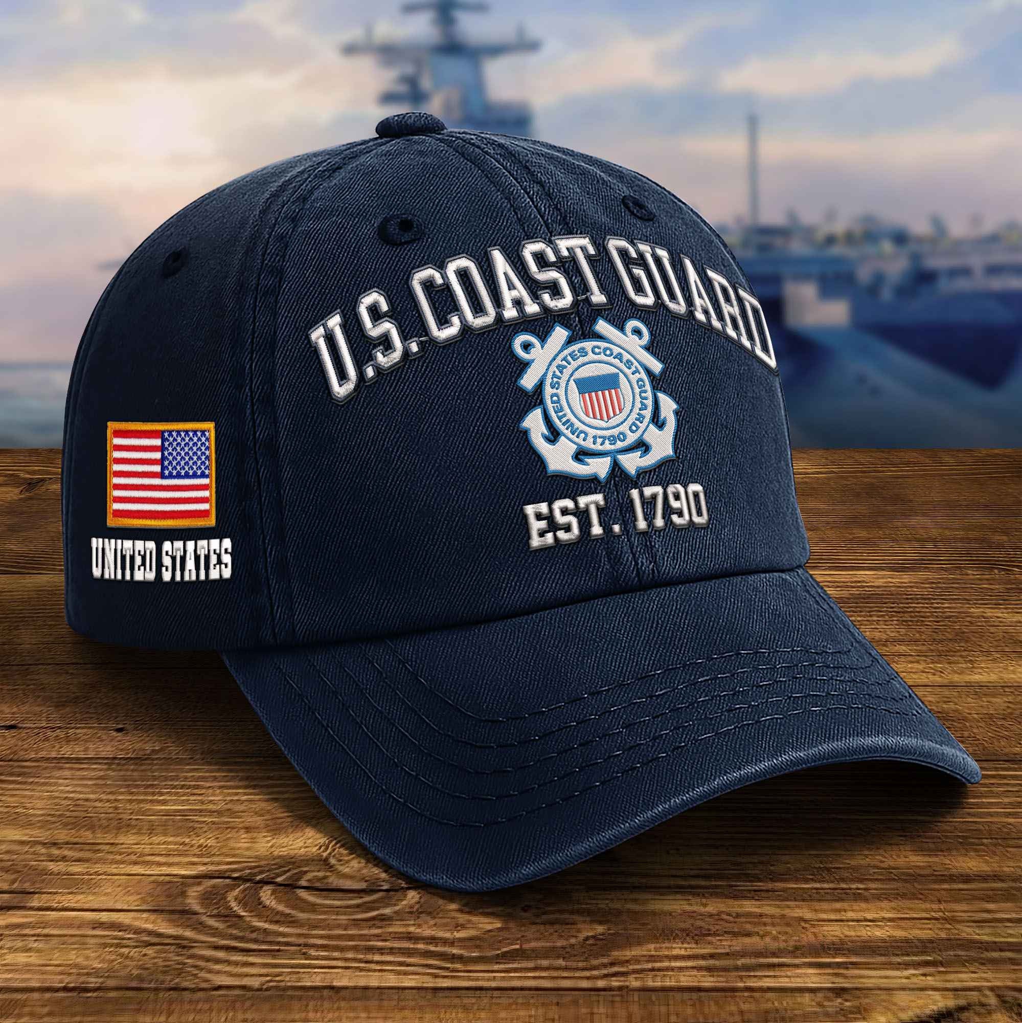 Premium Custom USCG Embroidered Hat VPVC309505, Gifts For Coast Guard Veteran, Gifts On Father's Day, Veterans Day.