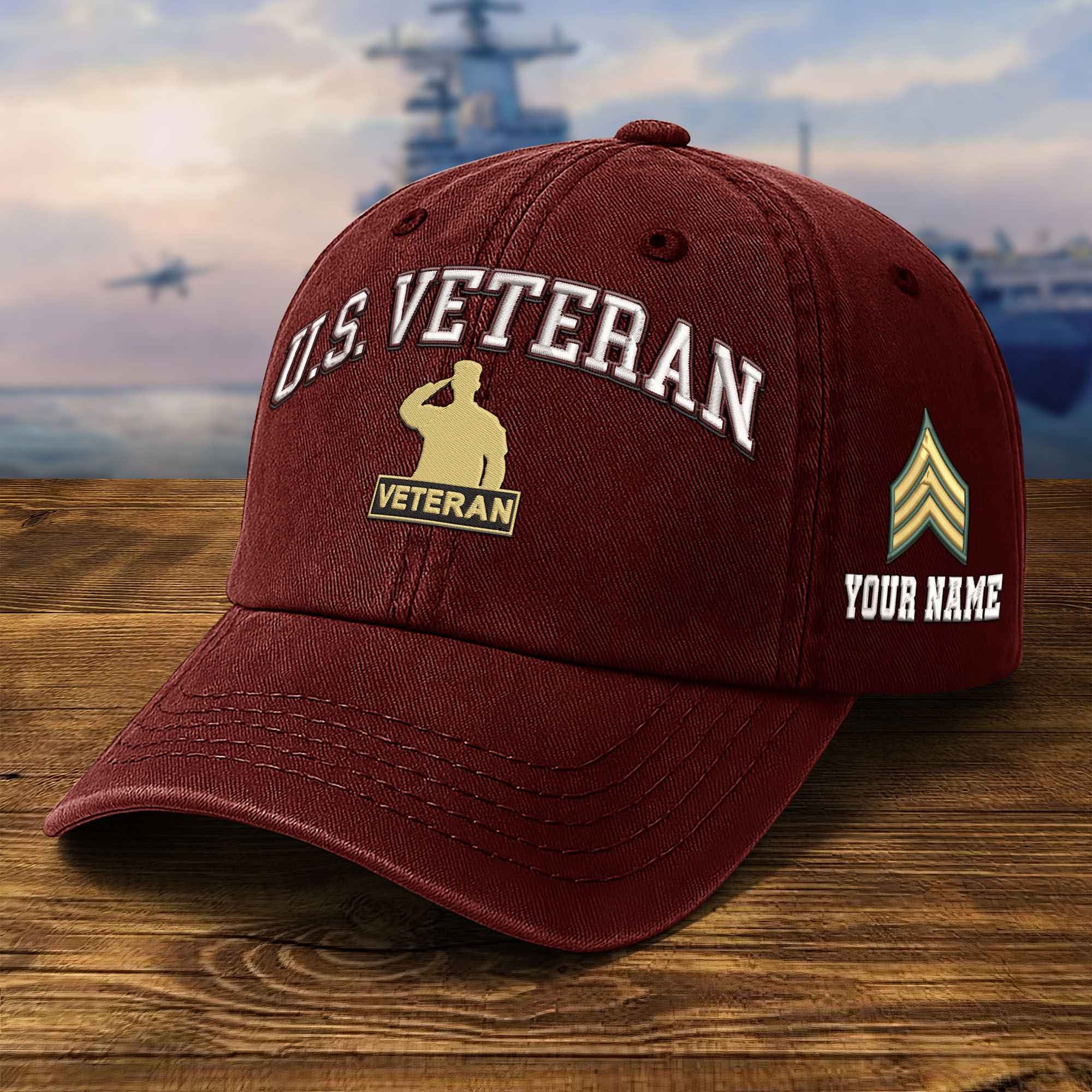 Premium Custom US Veteran Embroidered Hat VPVC309506, Gifts For US Veteran, Gifts On Father's Day, Veterans Day.