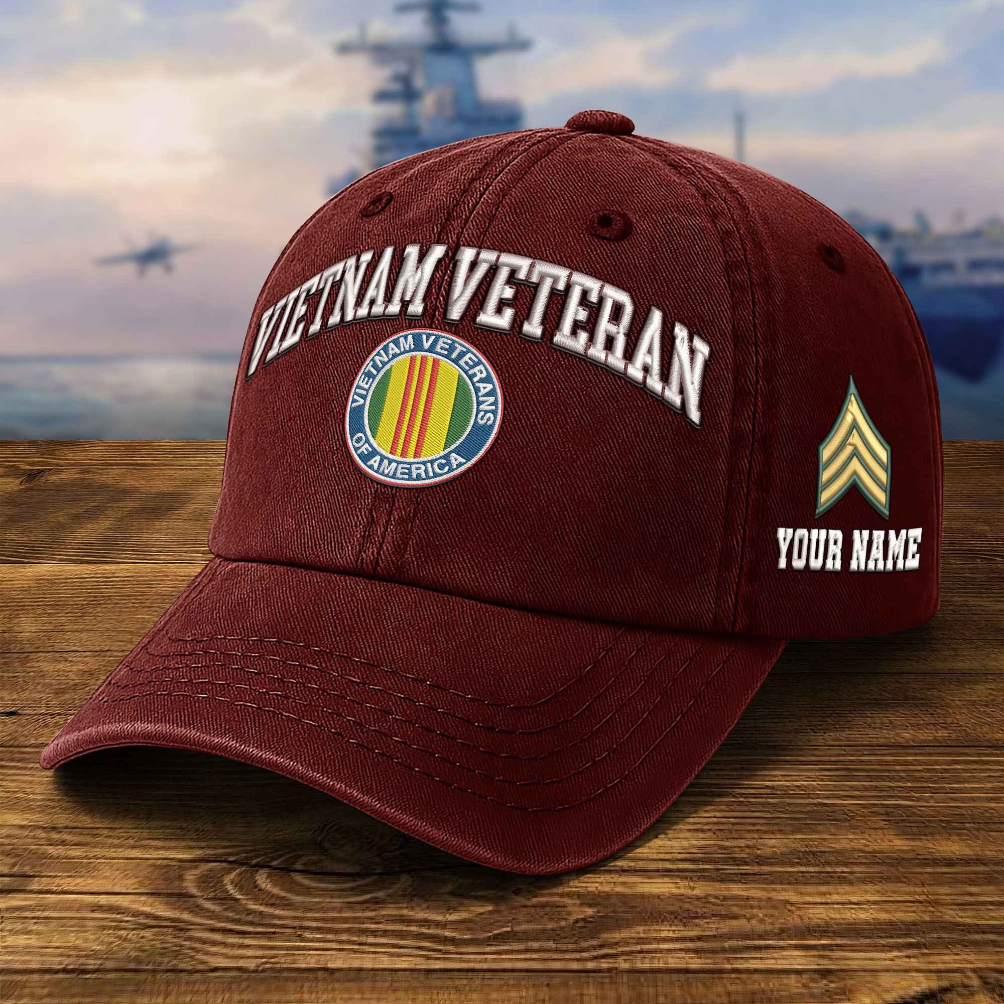 Premium Custom Vietnam Veteran Embroidered Hat VPVC309507, Gifts For Vietnam Veteran, Gifts On Father's Day, Veterans Day.