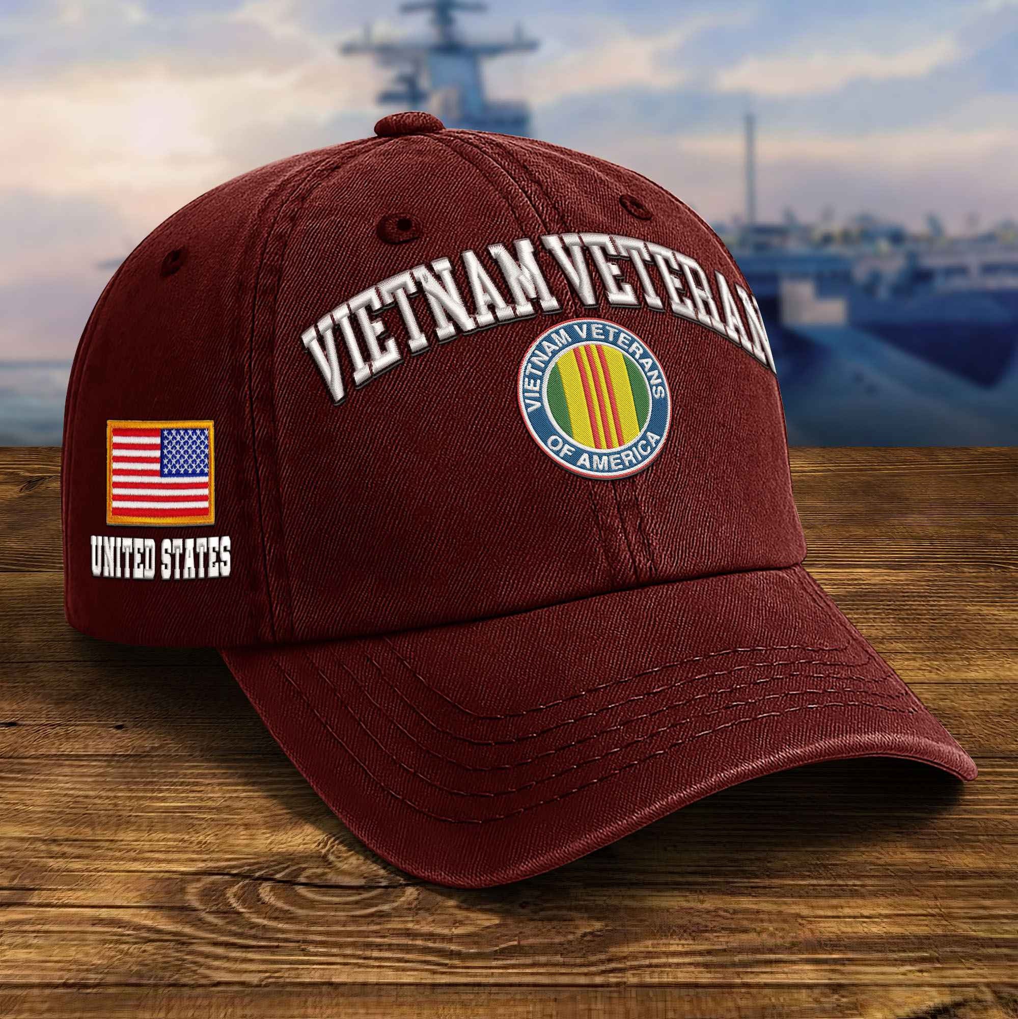 Premium Custom Vietnam Veteran Embroidered Hat VPVC309507, Gifts For Vietnam Veteran, Gifts On Father's Day, Veterans Day.
