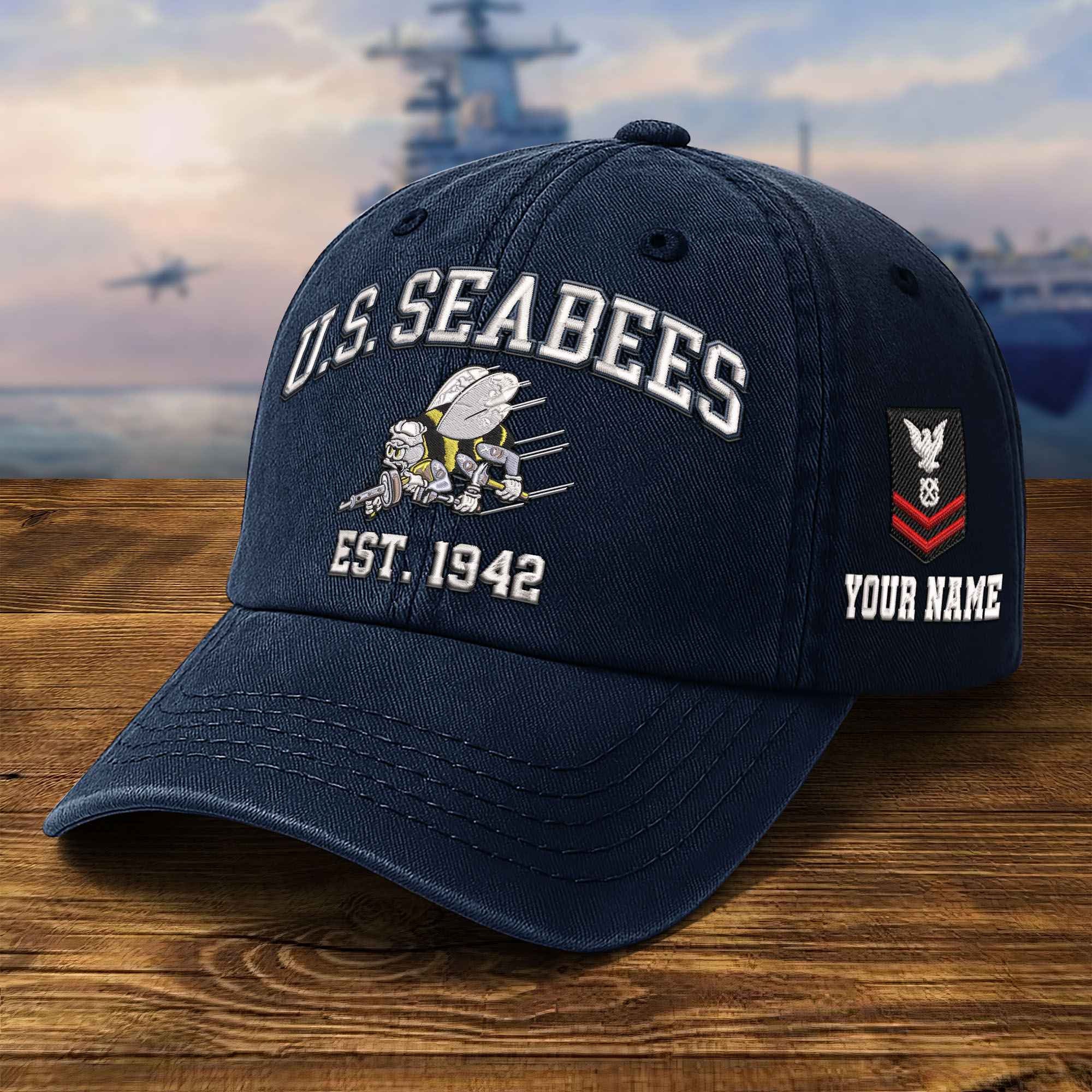Premium Custom US Seabees Embroidered Hat VPVC309509, Gifts For Seabees Veteran, Gifts On Father's Day, Veterans Day.