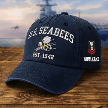 Premium Custom US Seabees Embroidered Hat VPVC309509, Gifts For Seabees Veteran, Gifts On Father's Day, Veterans Day.