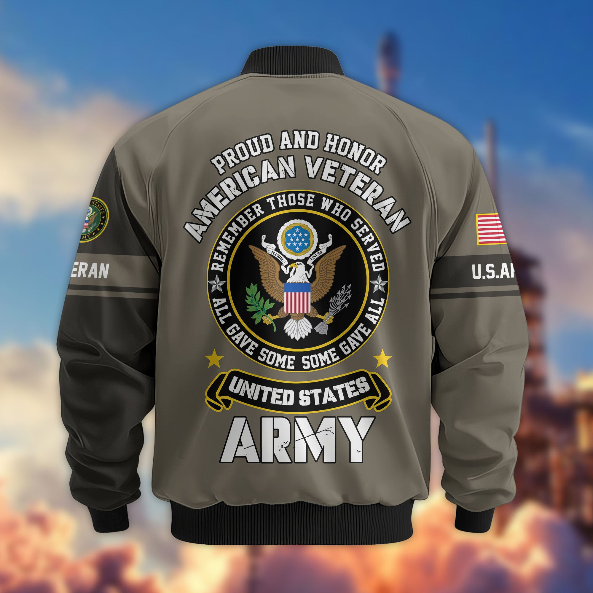 Premium Custom US Army Veteran Bomber Jacket VPVC802110, Gifts For US Army Veteran, Gifts On Father's Day, Veterans Day.