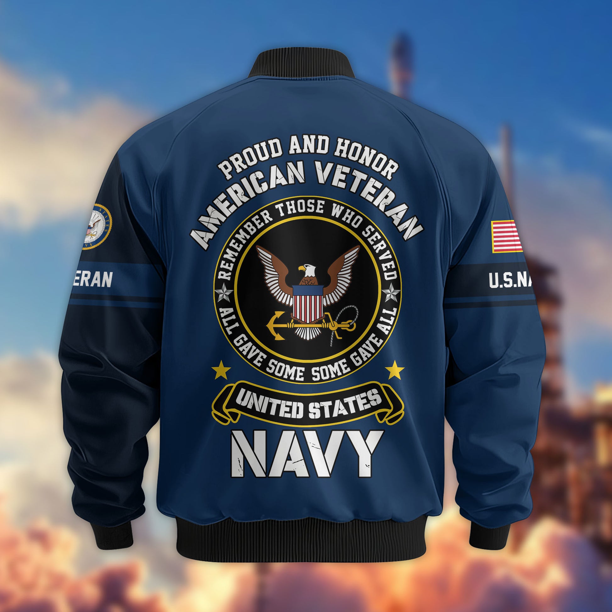 Premium Custom US Navy Veteran Bomber Jacket VPVC802102, Gifts For US Navy Veteran, Gifts On Father's Day, Veterans Day.