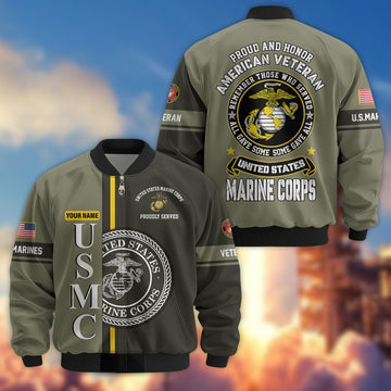 Premium Custom USMC Veteran Bomber Jacket VPVC802111, Gifts For Marine Veteran, Gifts On Father's Day, Veterans Day.
