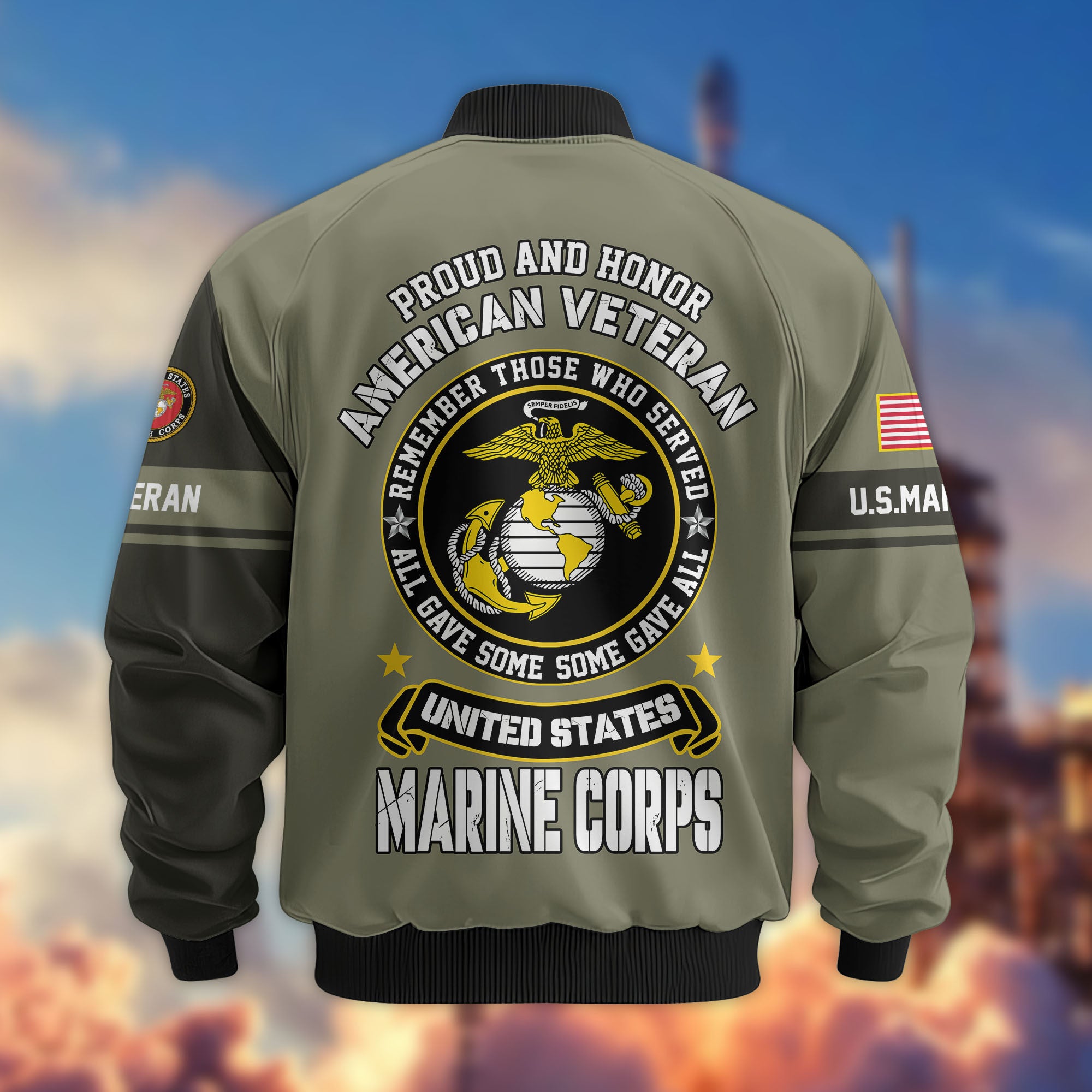 Premium Custom USMC Veteran Bomber Jacket VPVC802111, Gifts For Marine Veteran, Gifts On Father's Day, Veterans Day.