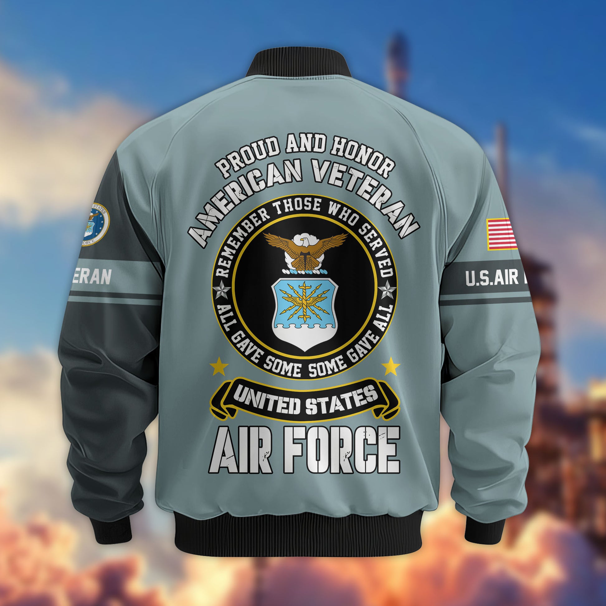 Premium Custom USAF Veteran Bomber Jacket VPVC802104, Gifts For US Air Force Veteran, Gifts On Father's Day, Veterans Day.
