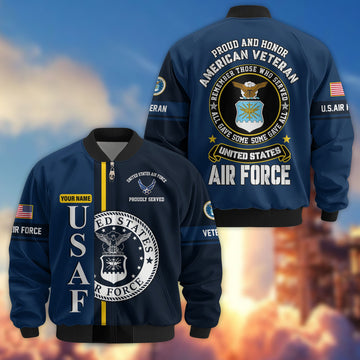 Premium Custom USAF Veteran Bomber Jacket VPVC802112, Gifts For US Air Force Veteran, Gifts On Father's Day, Veterans Day.