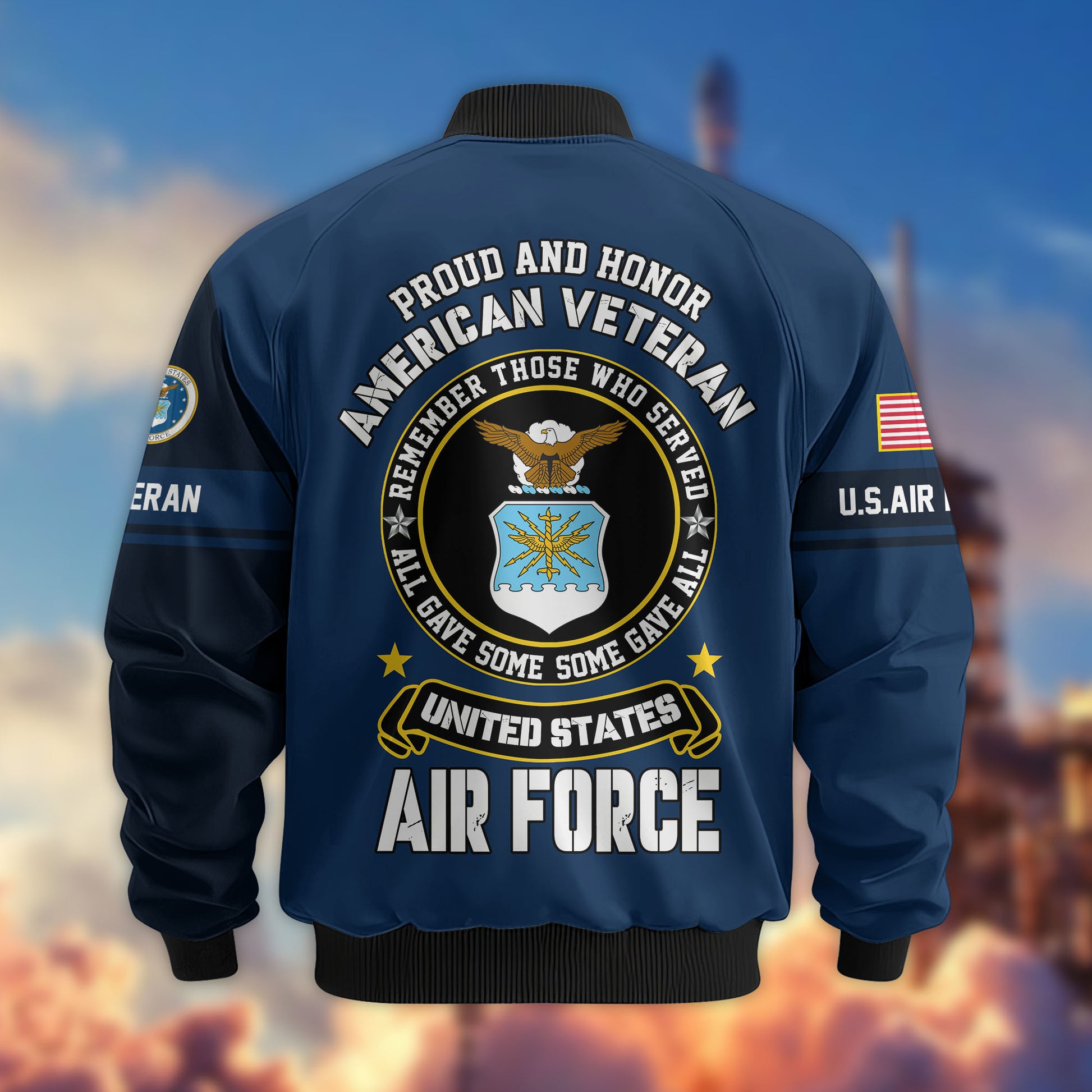 Premium Custom USAF Veteran Bomber Jacket VPVC802112, Gifts For US Air Force Veteran, Gifts On Father's Day, Veterans Day.