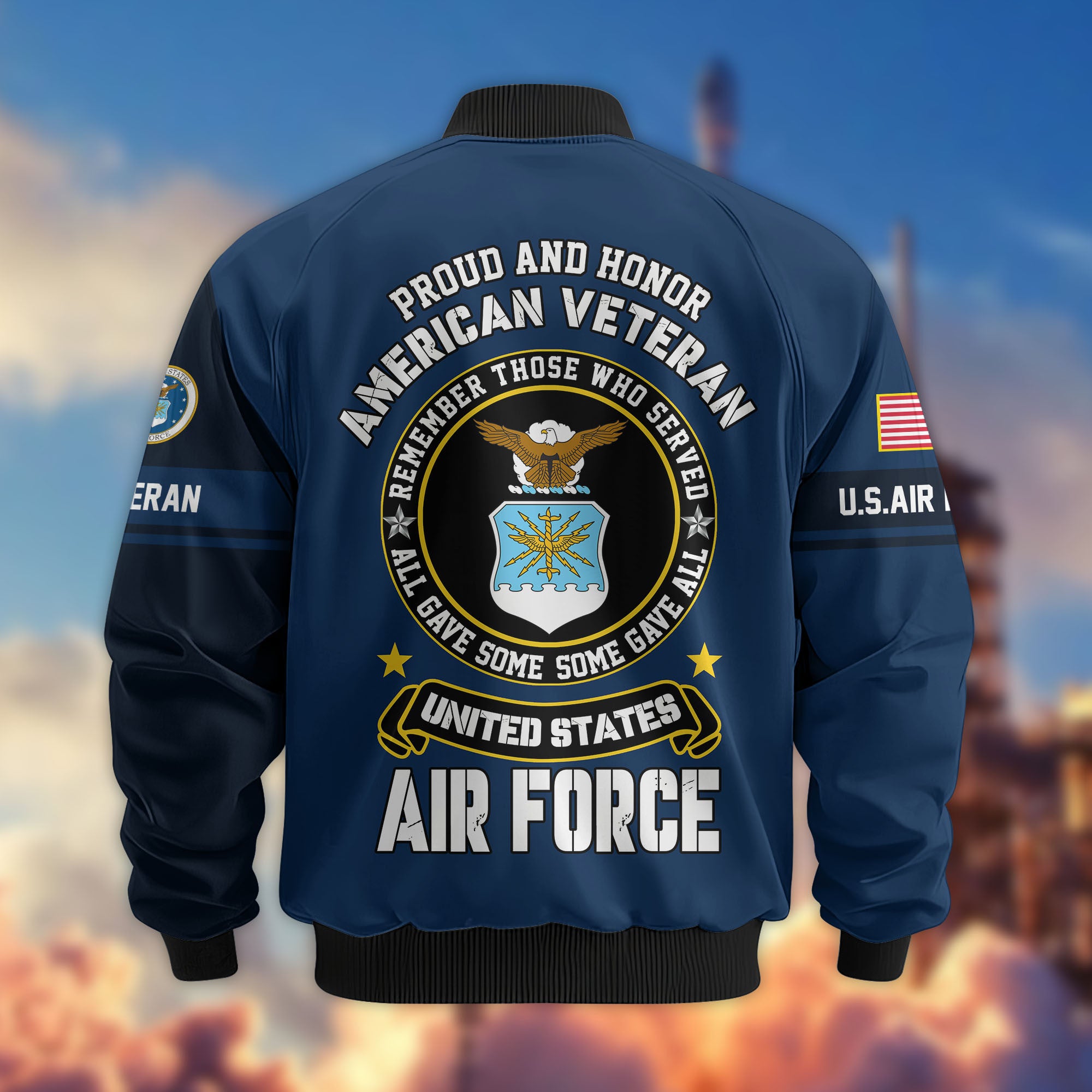 Premium Custom USAF Veteran Bomber Jacket VPVC802112, Gifts For US Air Force Veteran, Gifts On Father's Day, Veterans Day.
