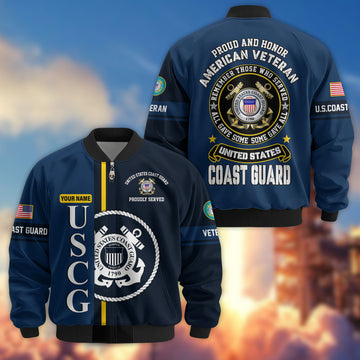 Premium Custom USCG Veteran Bomber Jacket VPVC802105, Gifts For Coast Guard Veteran, Gifts On Father's Day, Veterans Day.