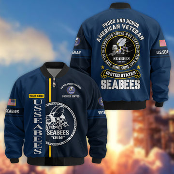 Premium Custom US Seabees Bomber Jacket VPVC802109, Gifts For Seabees Veteran, Gifts On Father's Day, Veterans Day.