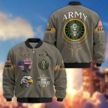 Premium Custom US Army Veteran Bomber Jacket VPVC802210, Gifts For US Army Veteran, Gifts On Father's Day, Veterans Day.