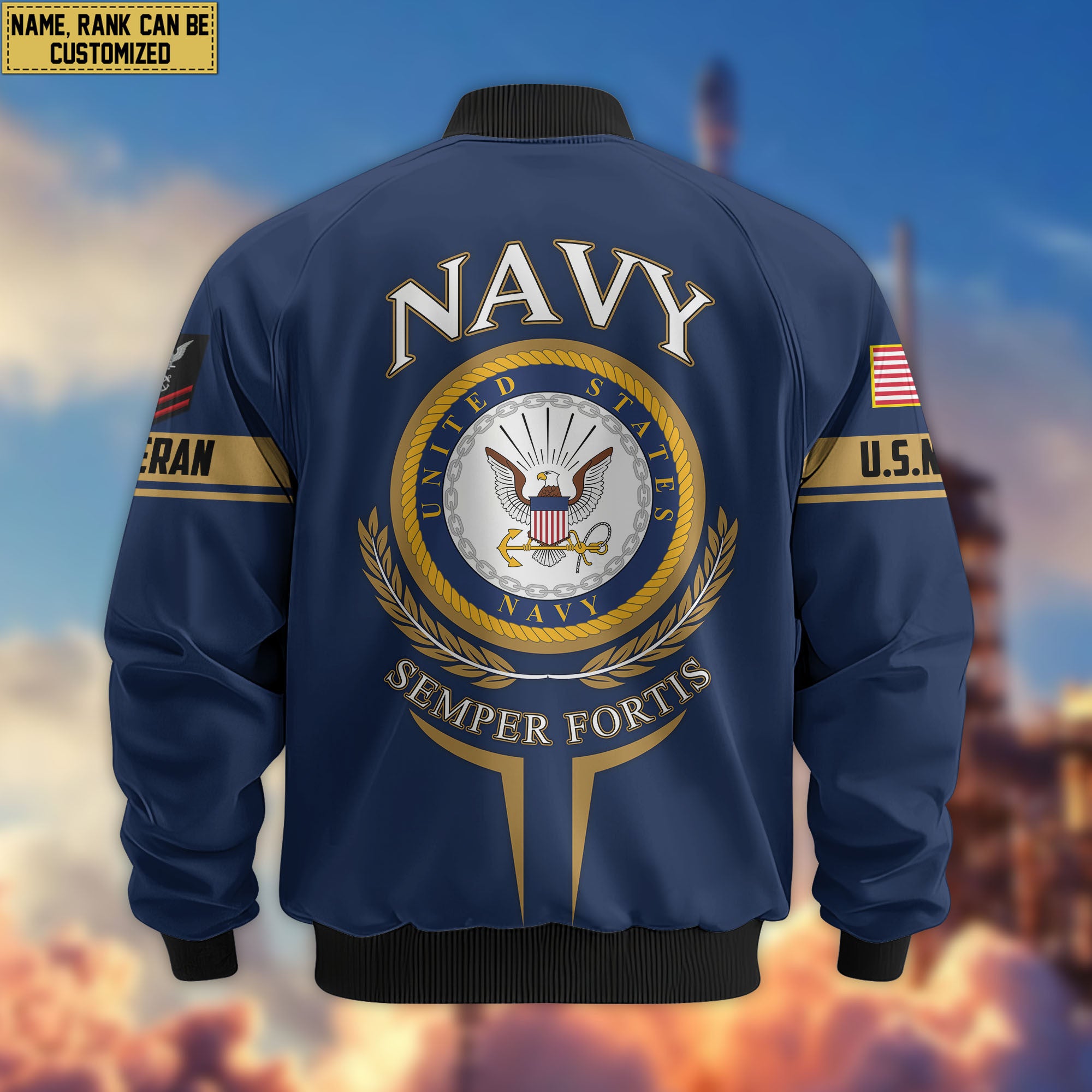 Premium Custom US Navy Veteran Bomber Jacket VPVC802202, Gifts For US Navy Veteran, Gifts On Father's Day, Veterans Day.