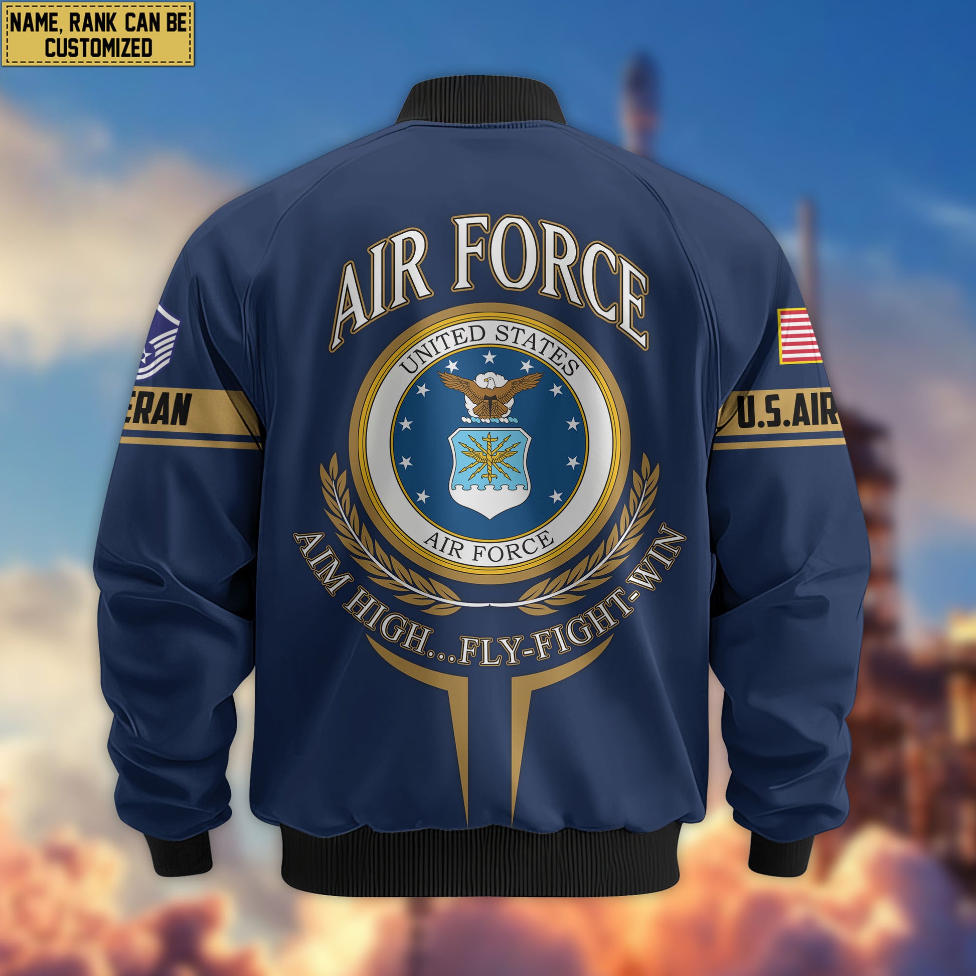 Premium Custom USAF Veteran Bomber Jacket VPVC802204, Gifts For US Air Force Veteran, Gifts On Father's Day, Veterans Day.
