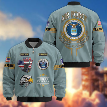 Premium Custom USAF Veteran Bomber Jacket VPVC802212, Gifts For US Air Force Veteran, Gifts On Father's Day, Veterans Day.