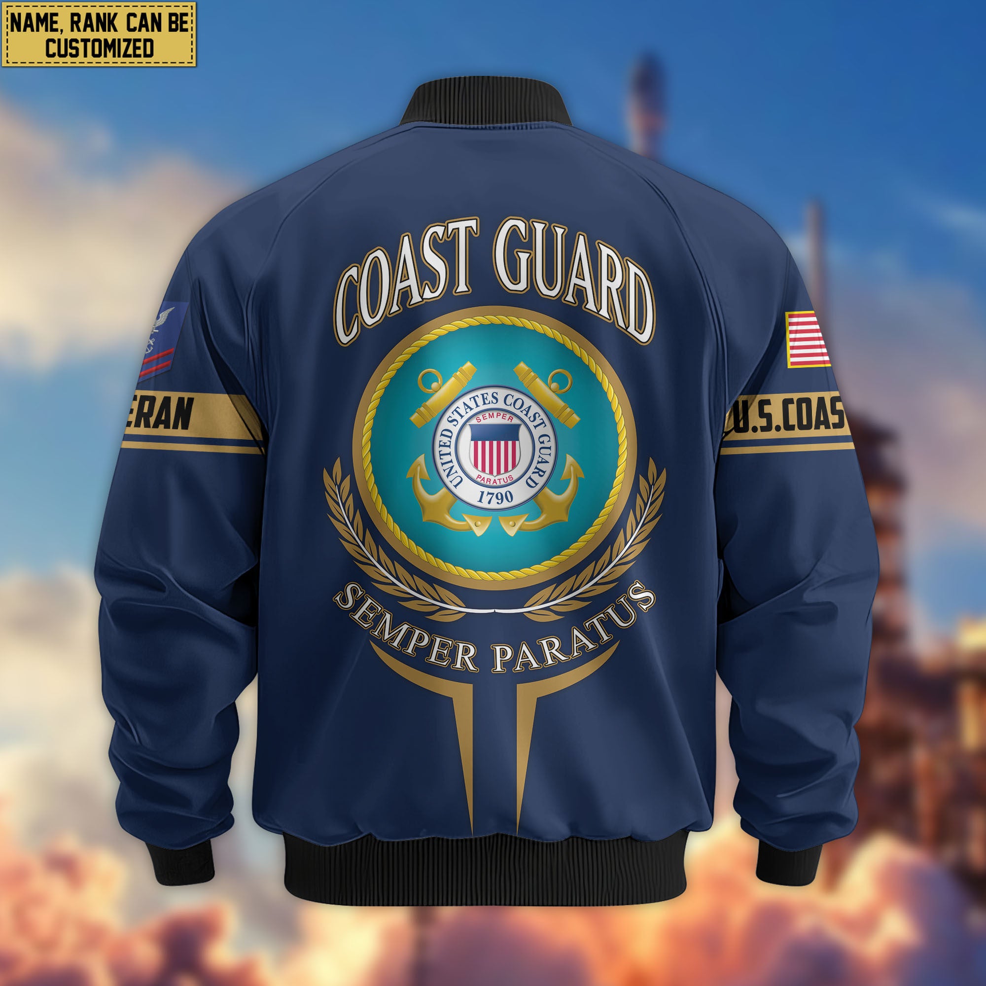 Premium Custom USCG Veteran Bomber Jacket VPVC802205, Gifts For Coast Guard Veteran, Gifts On Father's Day, Veterans Day.