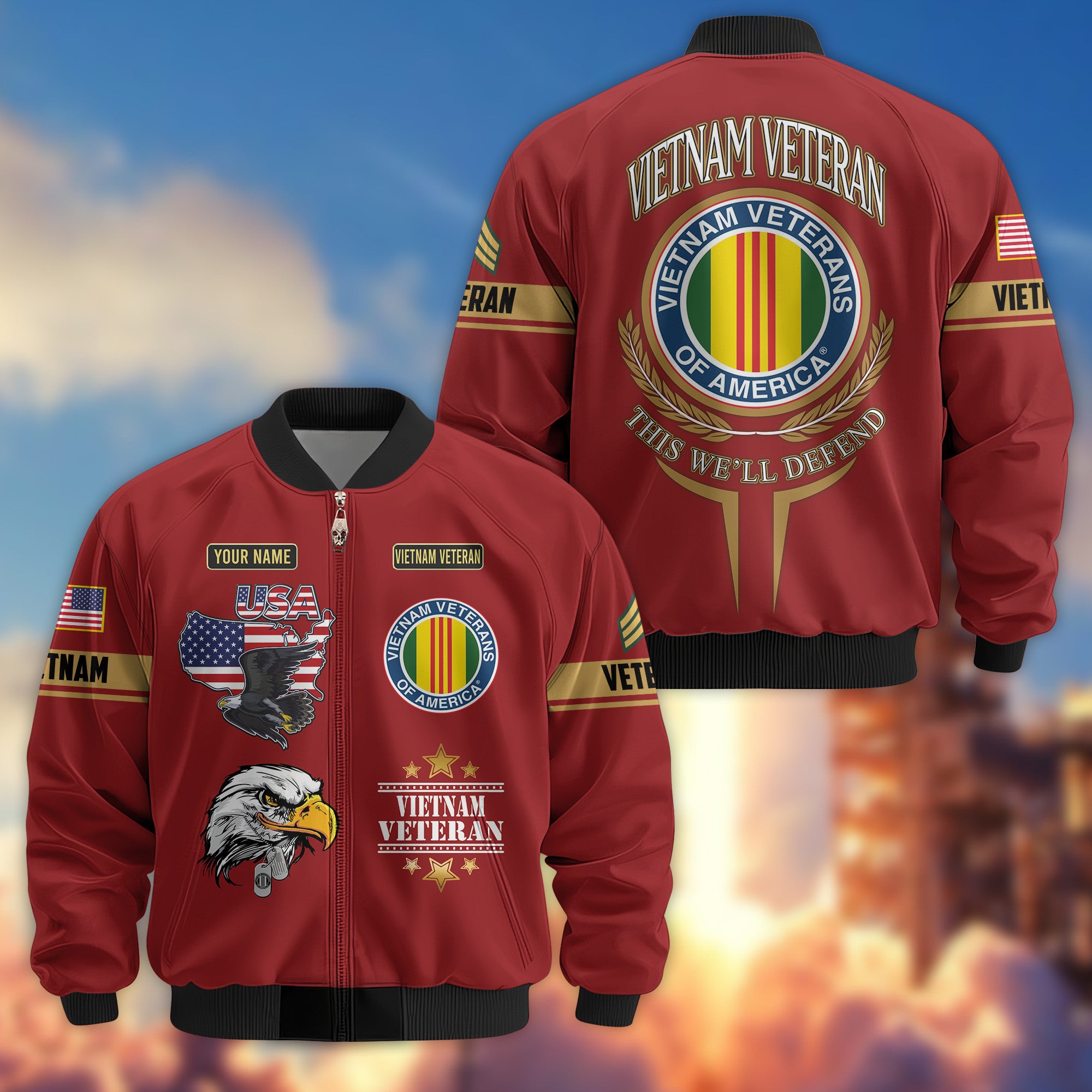 Premium Custom Vietnam Veteran Bomber Jacket VPVC802206, Gifts For Vietnam Veteran, Gifts On Father's Day, Veterans Day.