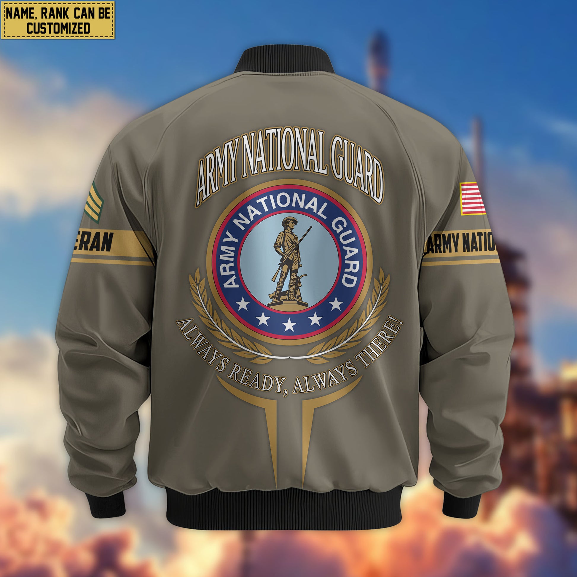 Premium Custom US Army National Guard Veteran Bomber Jacket VPVC802208, Gifts For Army National Guard Veteran, Gifts On Father's Day, Veterans Day.