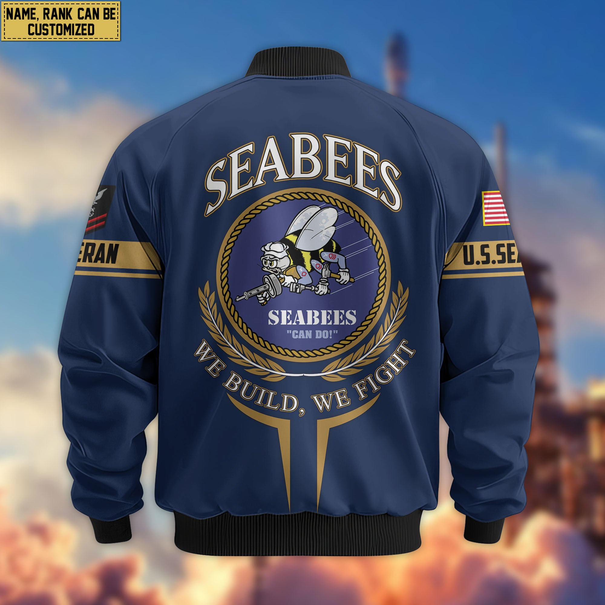 Premium Custom US Seabees Bomber Jacket VPVC802209, Gifts For Seabees Veteran, Gifts On Father's Day, Veterans Day.