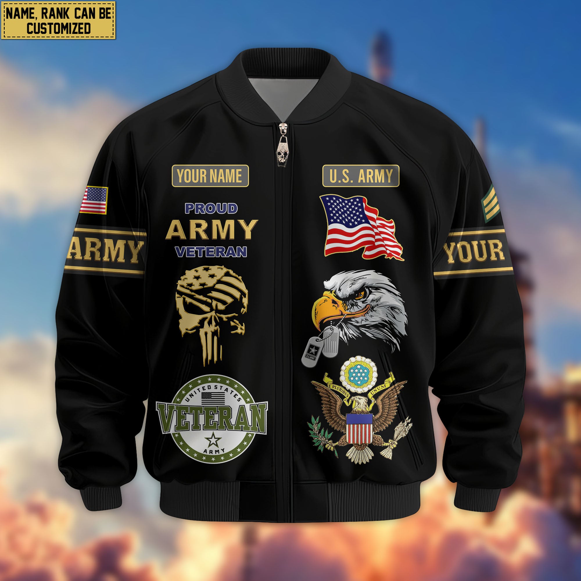 Premium Custom US Army Veteran Bomber Jacket VPVC802301, Gifts For US Army Veteran, Gifts On Father's Day, Veterans Day.