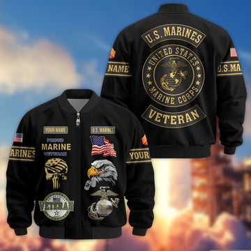 Premium Custom USMC Veteran Bomber Jacket VPVC802303, Gifts For US Marine Veteran, Gifts On Father's Day, Veterans Day.