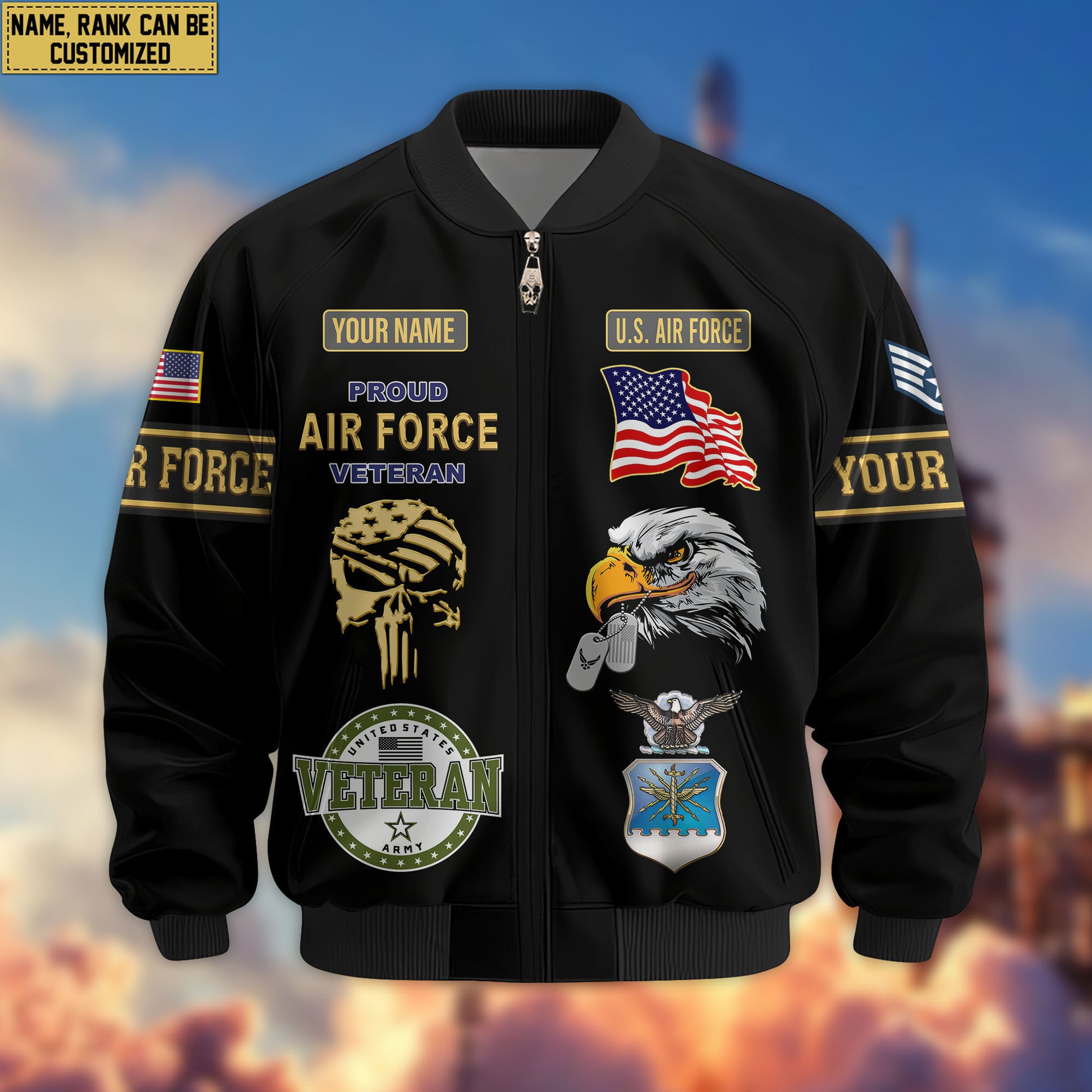 Premium Custom USAF Veteran Bomber Jacket VPVC802304, Gifts For US Air Force Veteran, Gifts On Father's Day, Veterans Day.