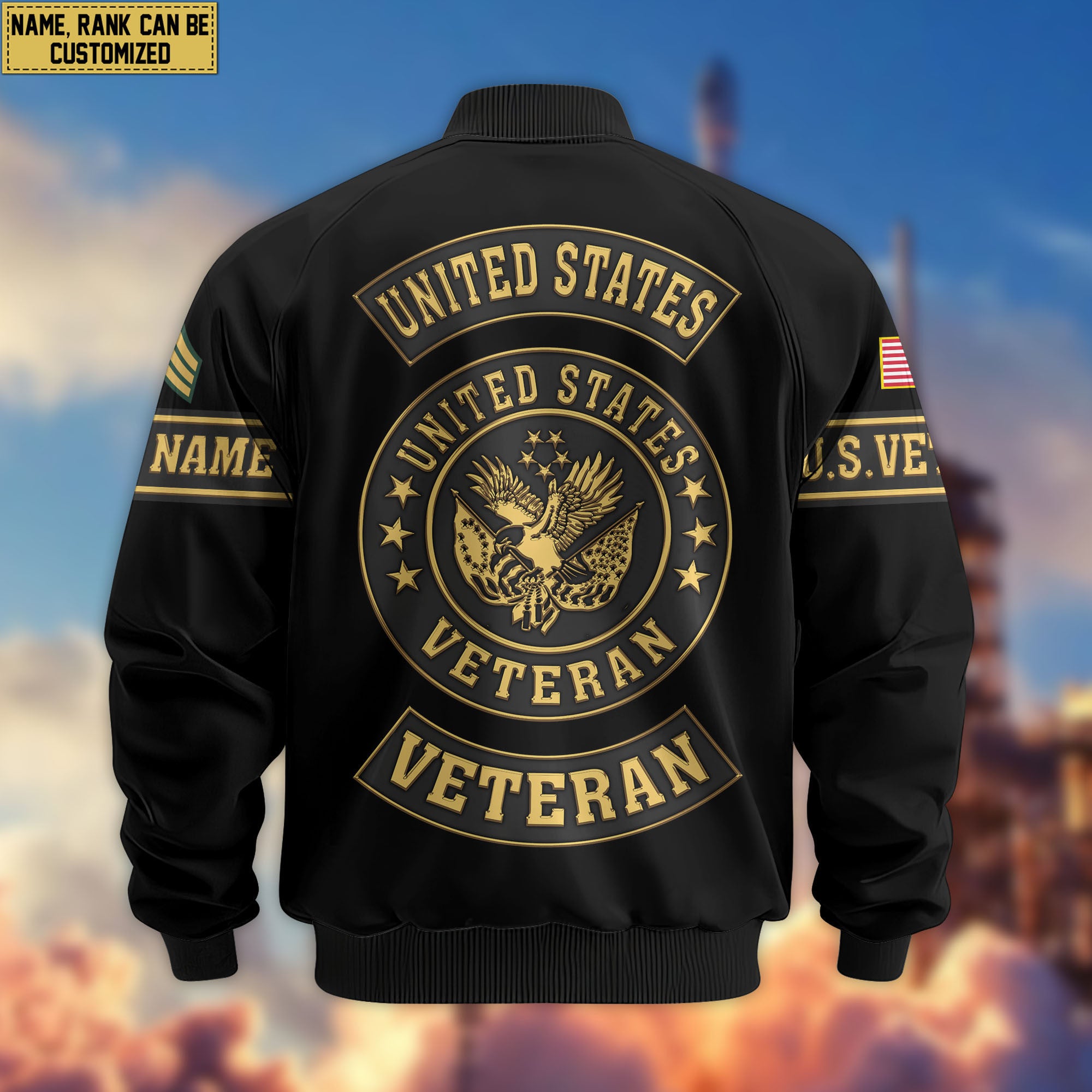 Premium Custom US Veteran Bomber Jacket VPVC802307, Gifts For US Veteran, Gifts On Father's Day, Veterans Day.