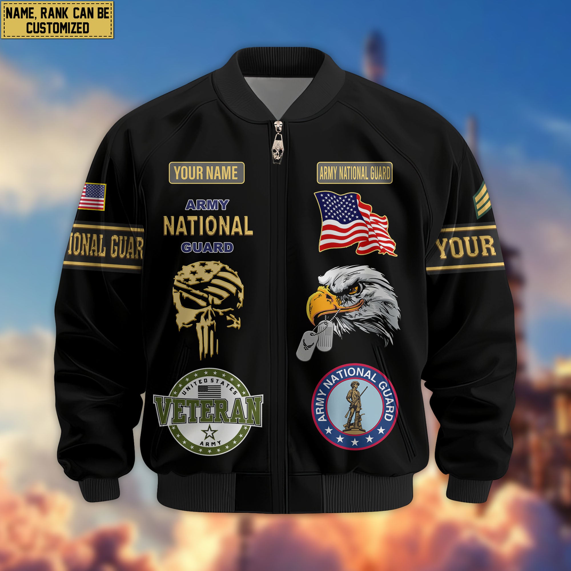 Premium Custom US Army National Guard Veteran Bomber Jacket VPVC802308, Gifts For Army National Guard Veteran, Gifts On Father's Day, Veterans Day.