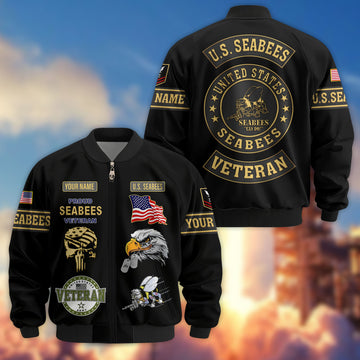 Premium Custom US Seabees Bomber Jacket VPVC802309, Gifts For Seabees Veteran, Gifts On Father's Day, Veterans Day.