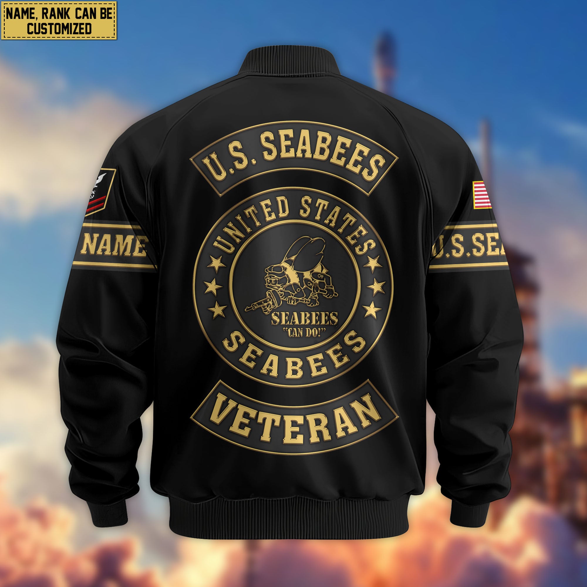 Premium Custom US Seabees Bomber Jacket VPVC802309, Gifts For Seabees Veteran, Gifts On Father's Day, Veterans Day.