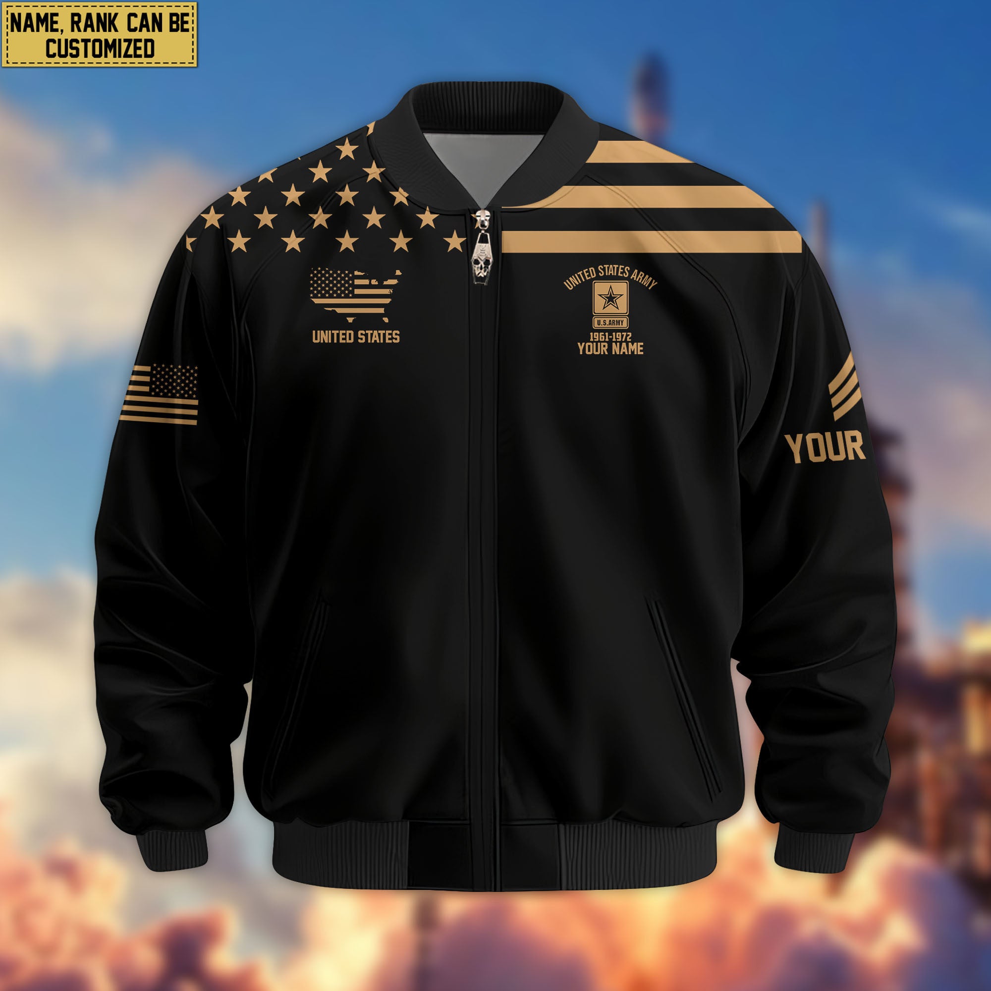 Premium Custom US Army Veteran Bomber Jacket VPVC802401, Gifts For US Army Veteran, Gifts On Father's Day, Veterans Day.