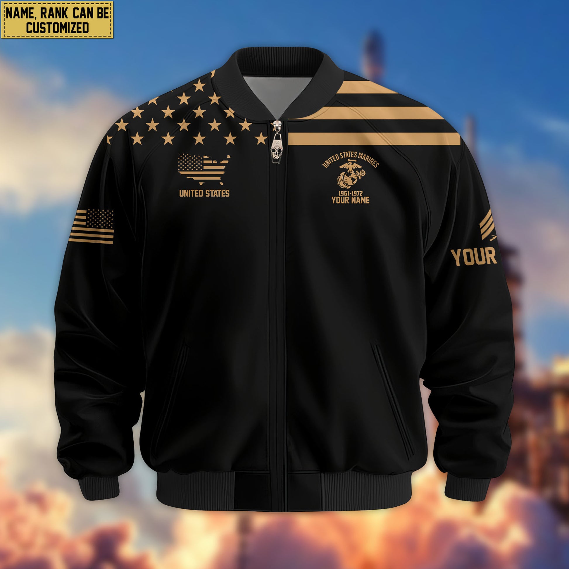 Premium Custom USMC Veteran Bomber Jacket VPVC802403, Gifts For US Marine Veteran, Gifts On Father's Day, Veterans Day.