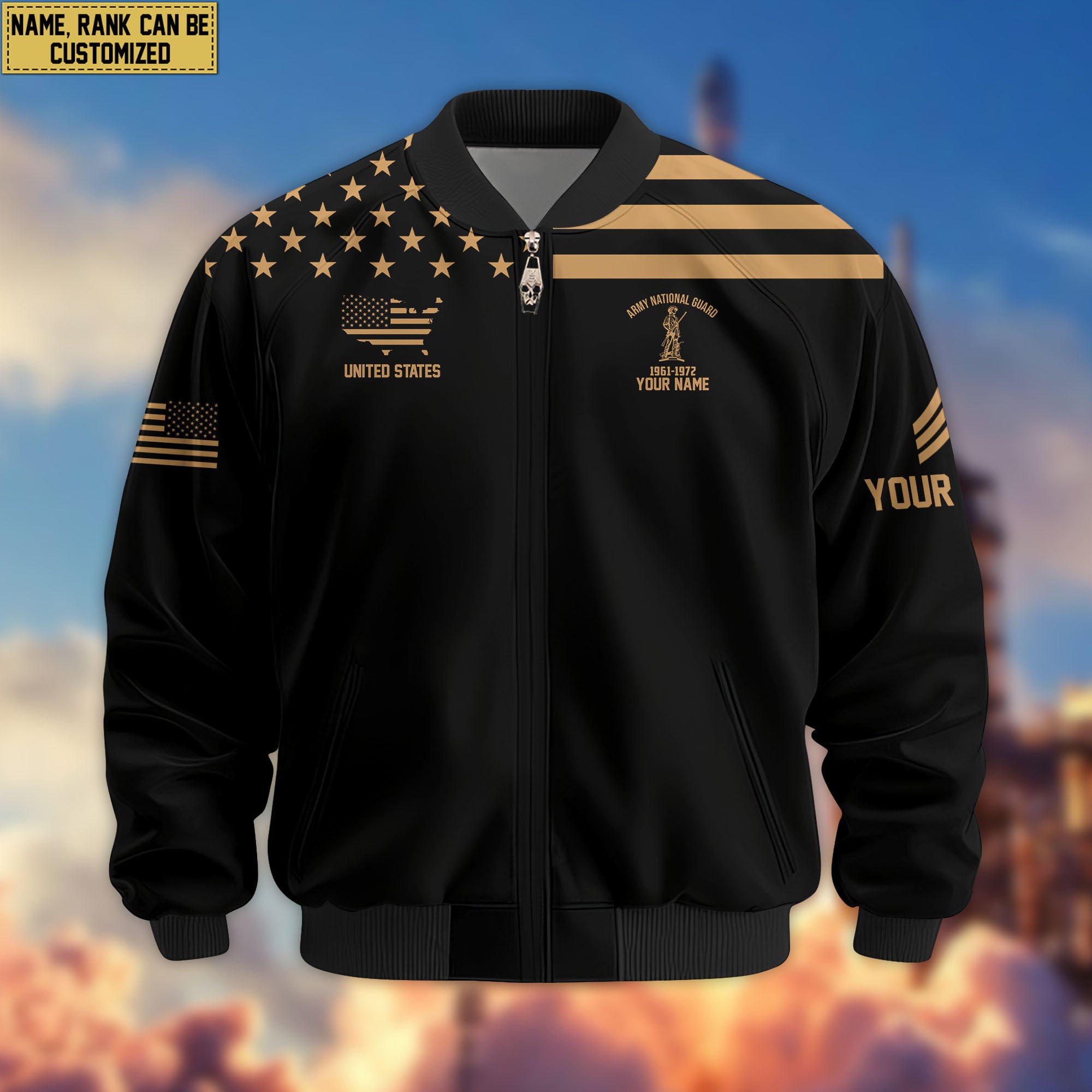 Premium Custom US Army National Guard Veteran Bomber Jacket VPVC802408, Gifts For Army National Guard Veteran, Gifts On Father's Day, Veterans Day.