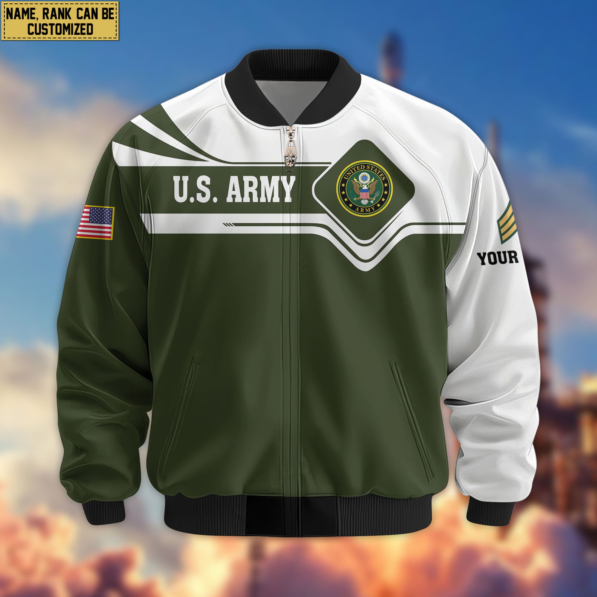 Premium Custom US Army Veteran Bomber Jacket VPVC802701, Gifts For US Army Veteran, Gifts On Father's Day, Veterans Day.