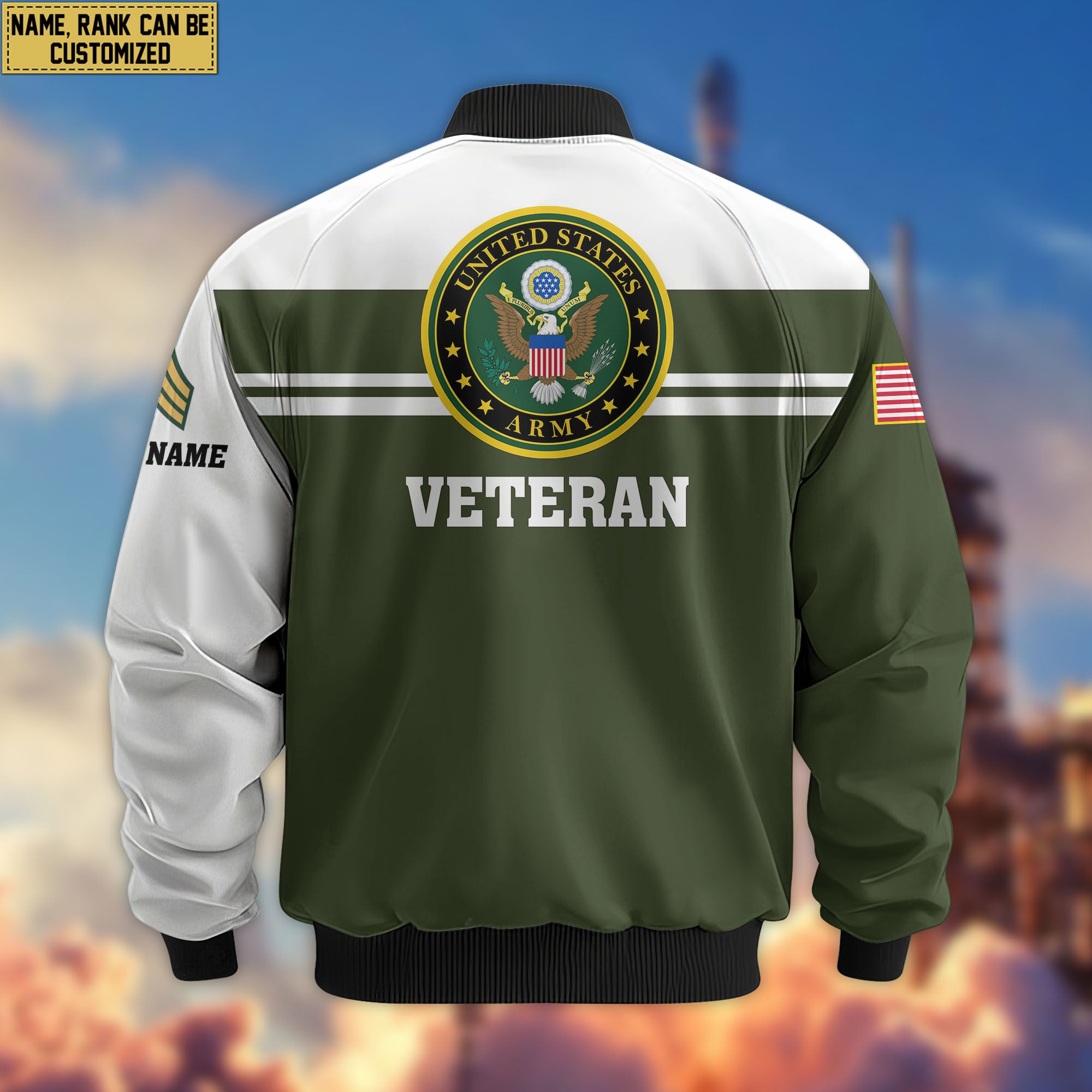 Premium Custom US Army Veteran Bomber Jacket VPVC802701, Gifts For US Army Veteran, Gifts On Father's Day, Veterans Day.